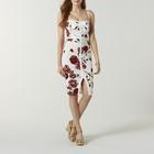 Junior Floral Print Slit Crepe Bodycon Dress