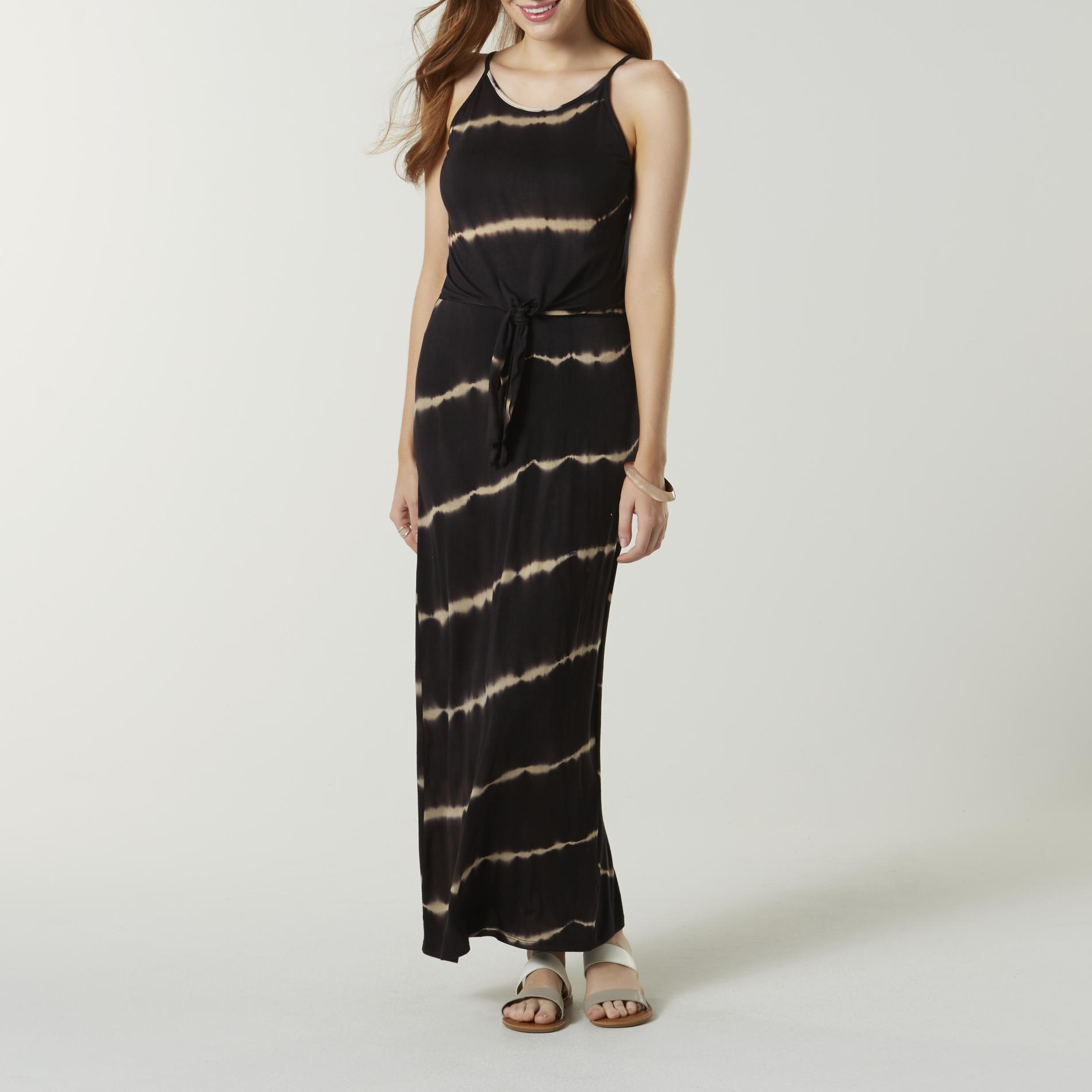 Juniors Knotted Maxi Dress Tie Dye