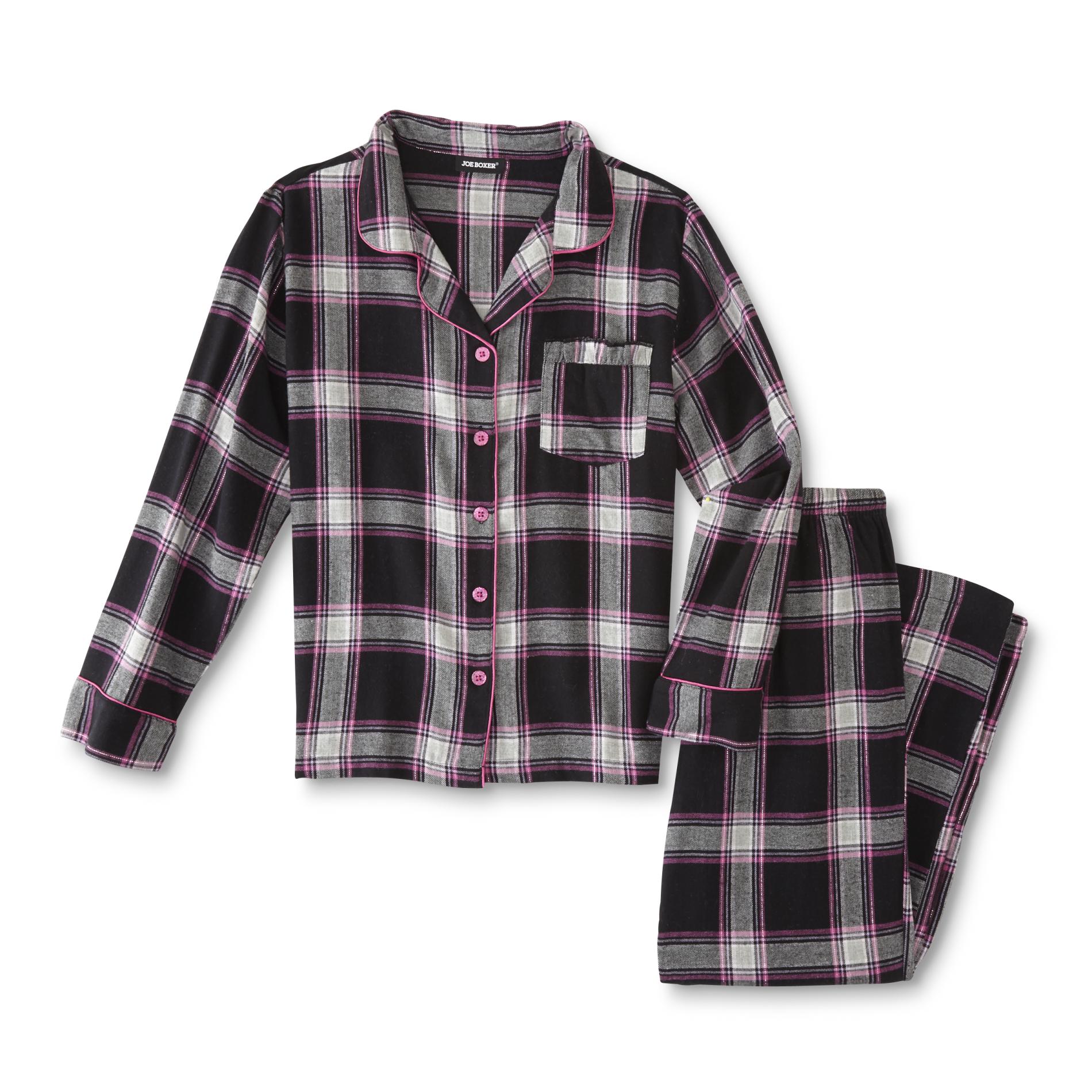 Joe Boxer Juniors' Plus Flannel Pajama Shirt & Pants - Plaid