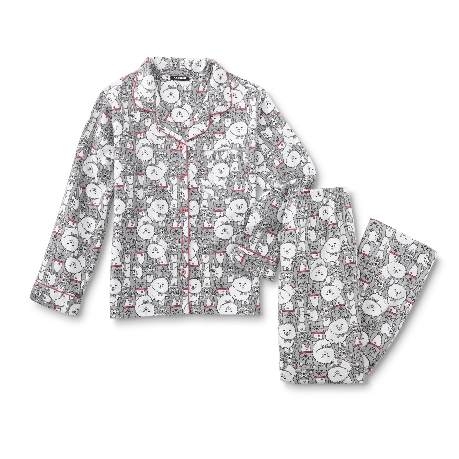 Joe Boxer Juniors' Plus Flannel Pajama Shirt & Pants - Dog