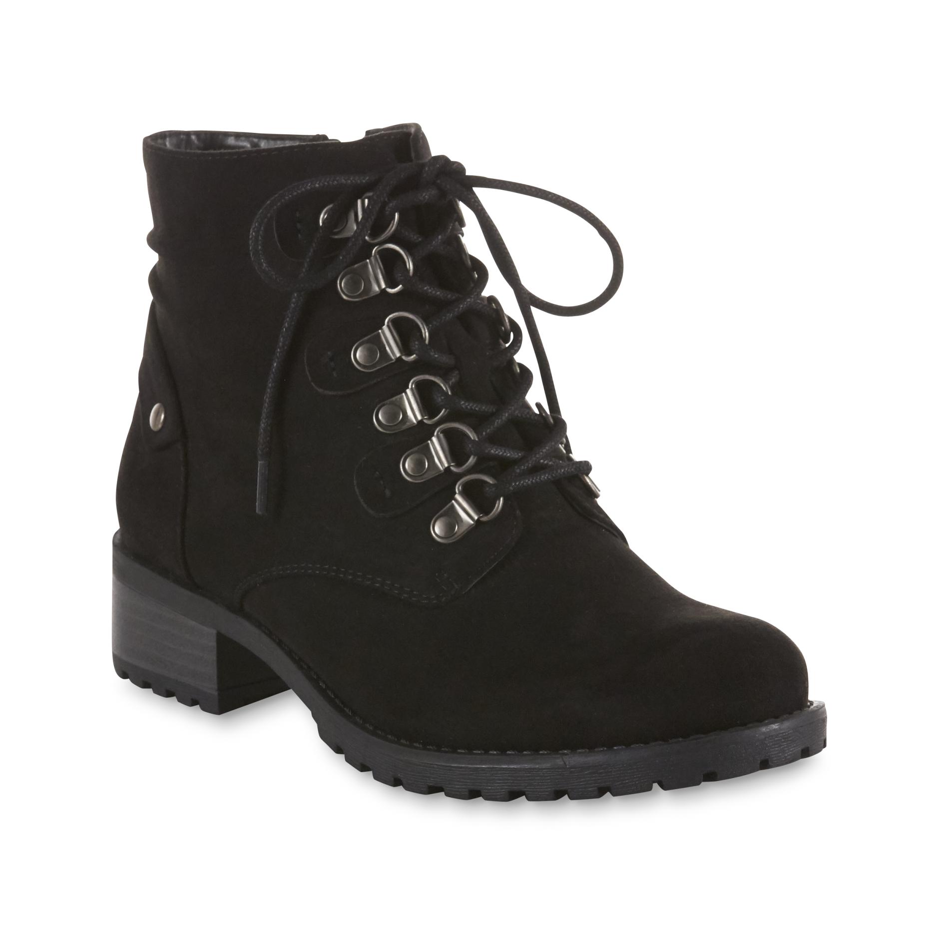 women's lace up black ankle boots