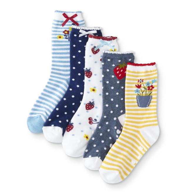 Toddler Girls' 5Pairs Crew Socks Assortment