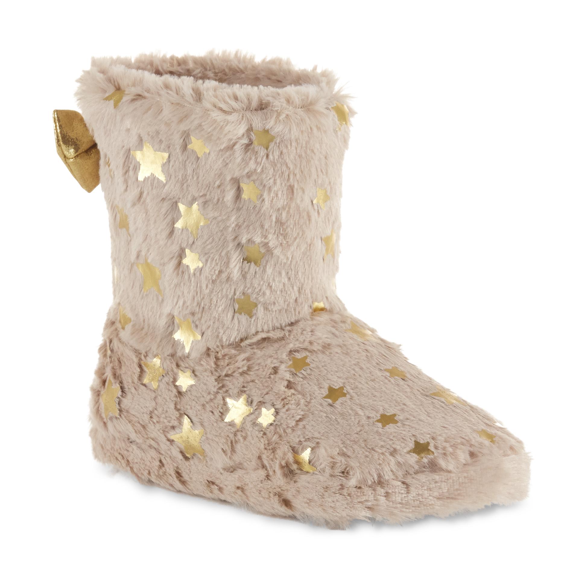 Piper Girls' Slipper Booties - Gold/Stars