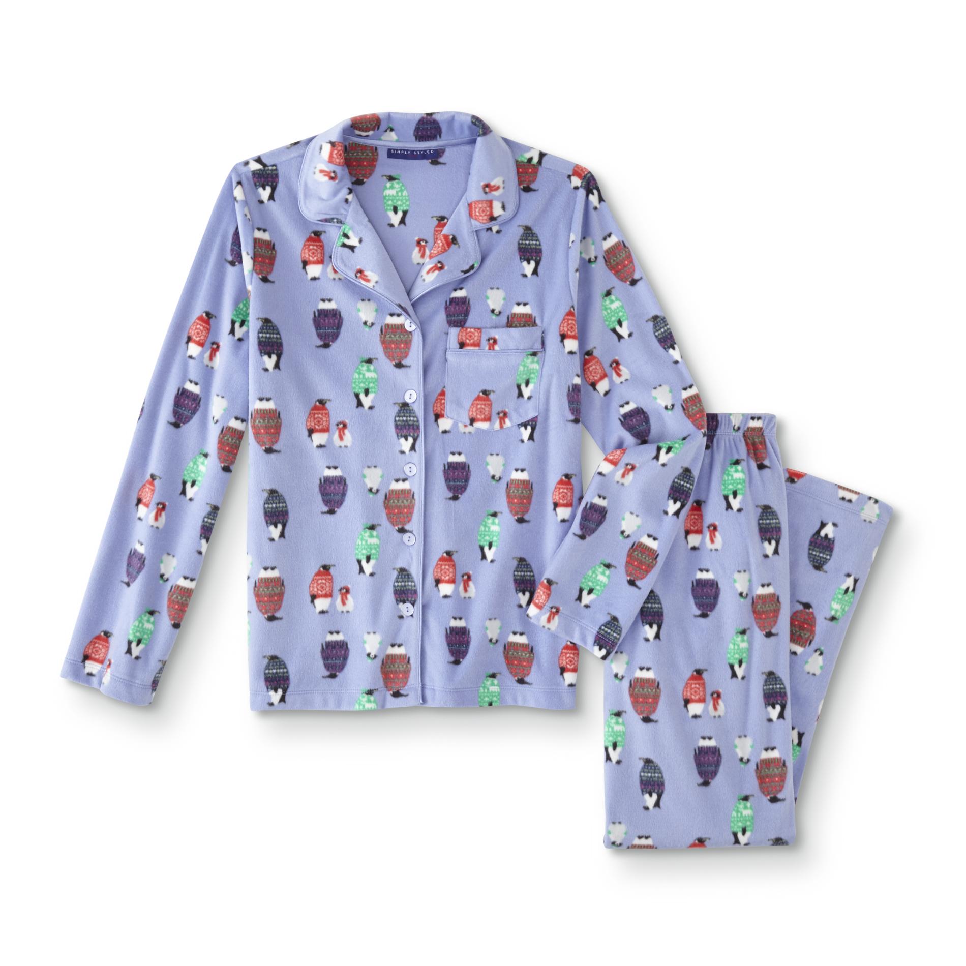 Simply Styled Women's Pajama Shirt & Pants - Penguins