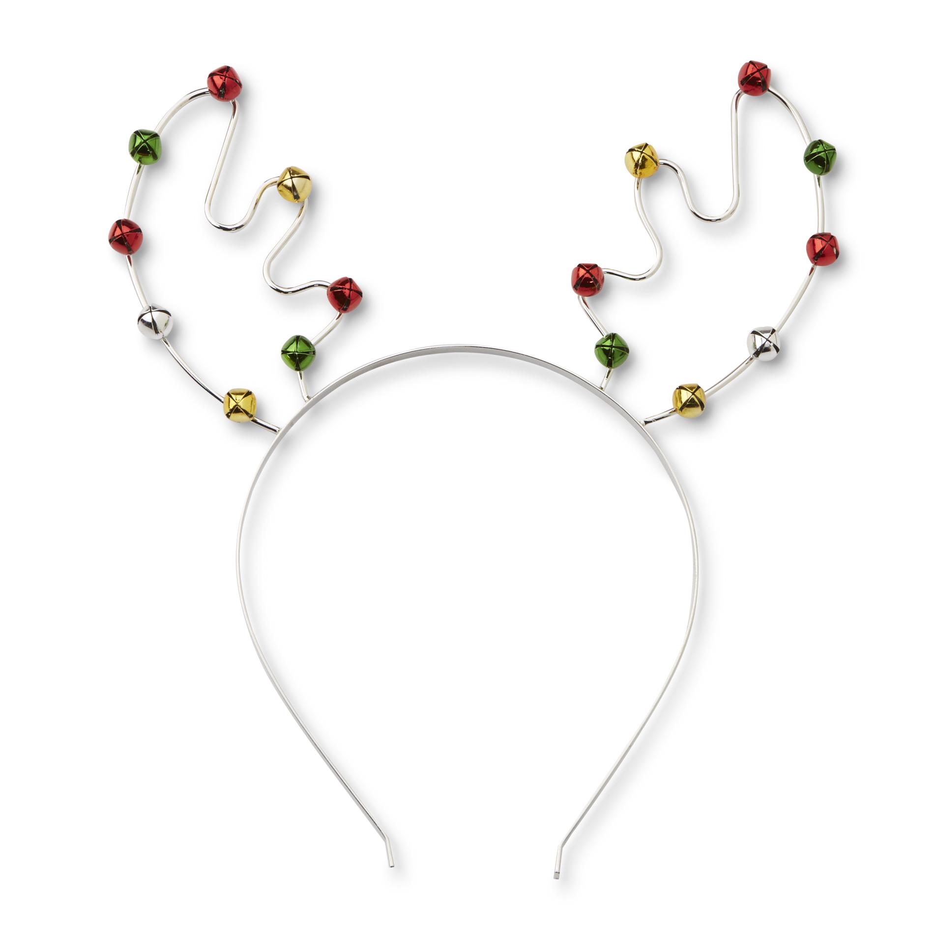 Women's Silvertone Christmas Headband - Antlers