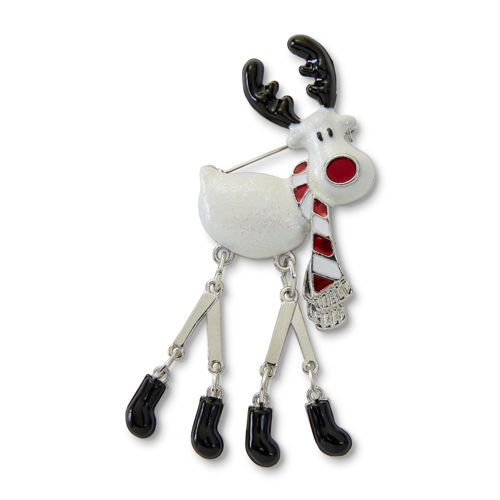 Women's Silvertone Christmas Pin - Reindeer
