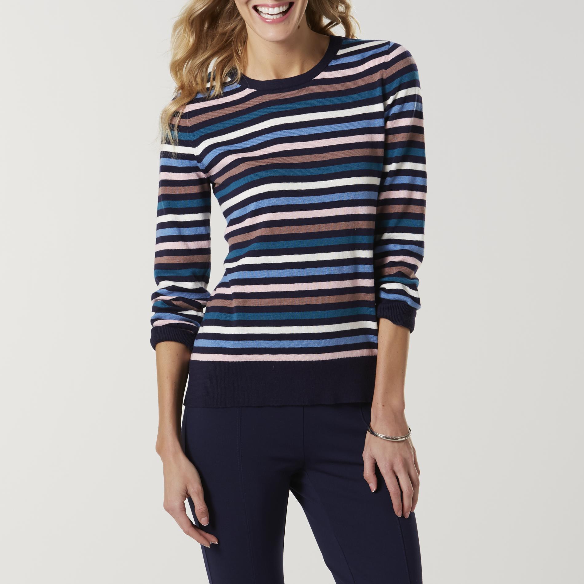 Basic Editions Women's Lightweight Sweater - Striped