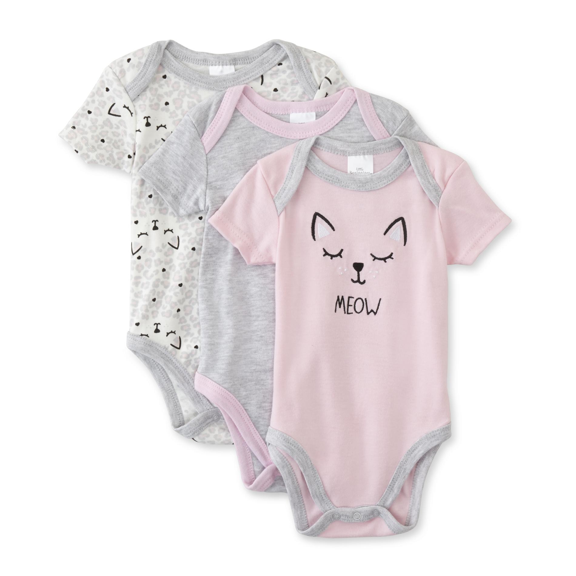 Cudlie Infant Girls' 3-Pack Bodysuits - Cat