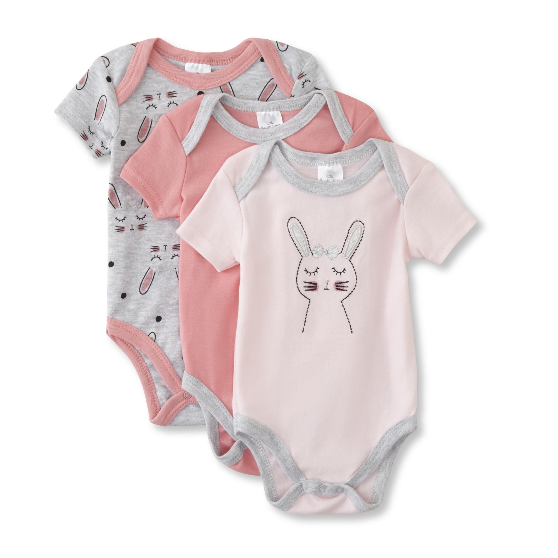 Cudlie Infant Girls' 3-Pack Bodysuits - Bunny