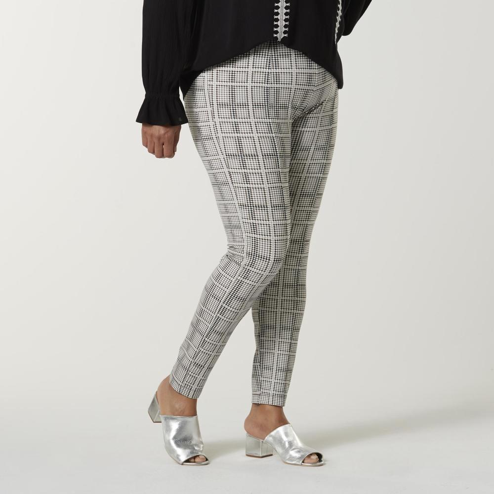 Simply Emma Women's Plus Ponte Pants - Houndstooth Check