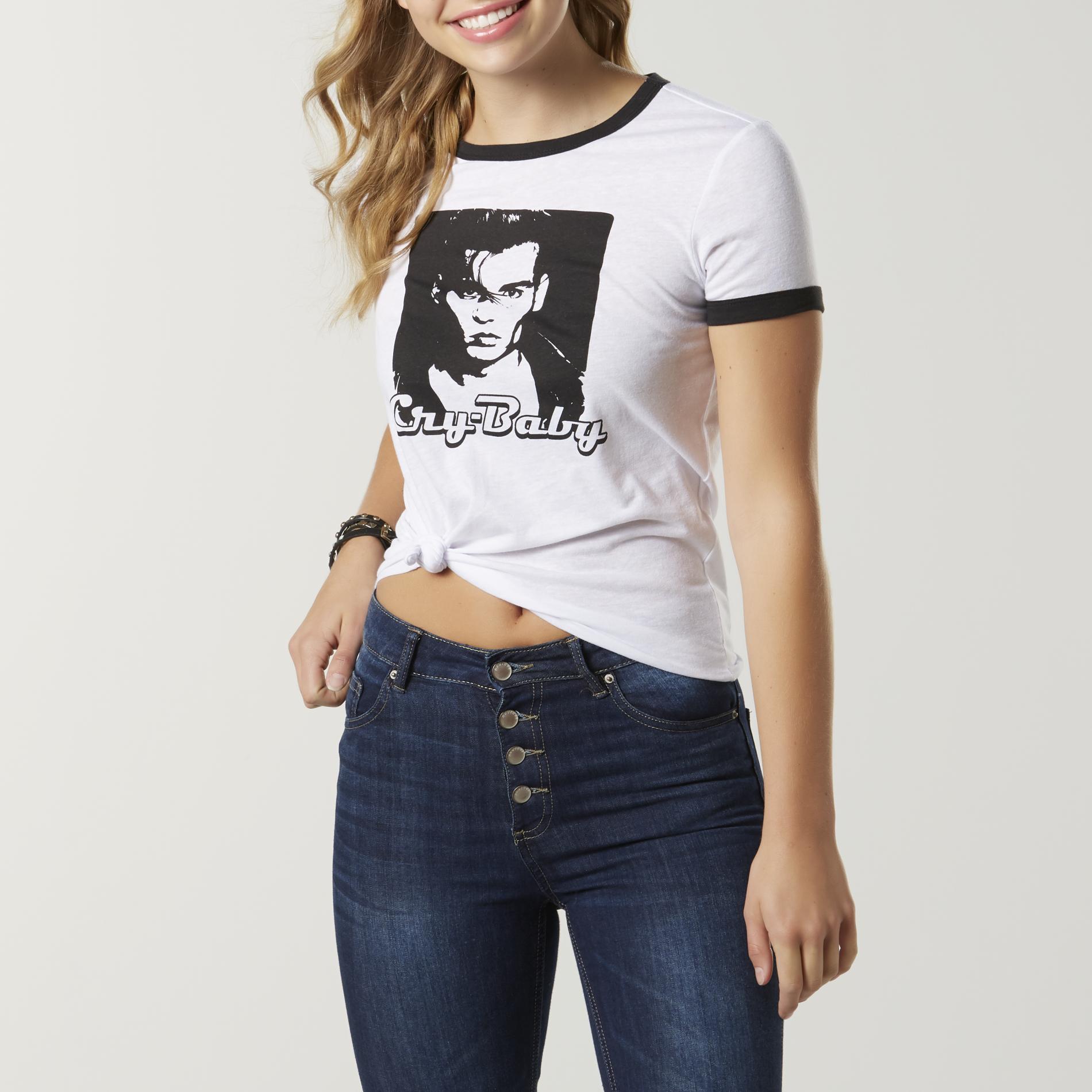 Joe Boxer Juniors' Ringer T-Shirt - Cry-Baby, Size: Small, White/Black Joe Boxer Juniors' Ringer T-Shirt - Cry-Baby, Size: Small, White/Black