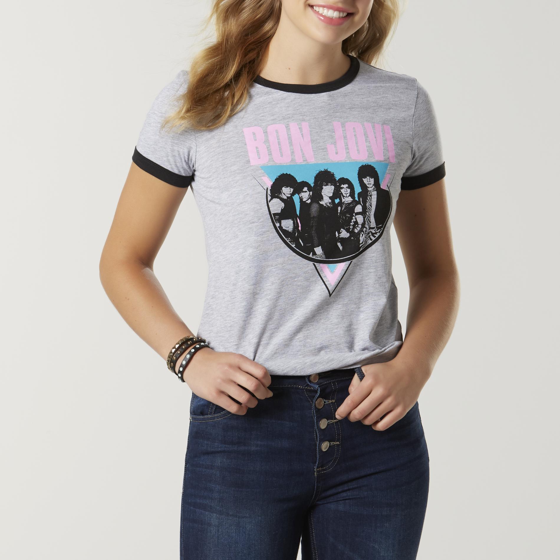 Joe Boxer Juniors' Ringer T-Shirt - Bon Jovi, Size: Small, Grey/Black Joe Boxer Juniors' Ringer T-Shirt - Bon Jovi, Size: Small, Grey/Black
