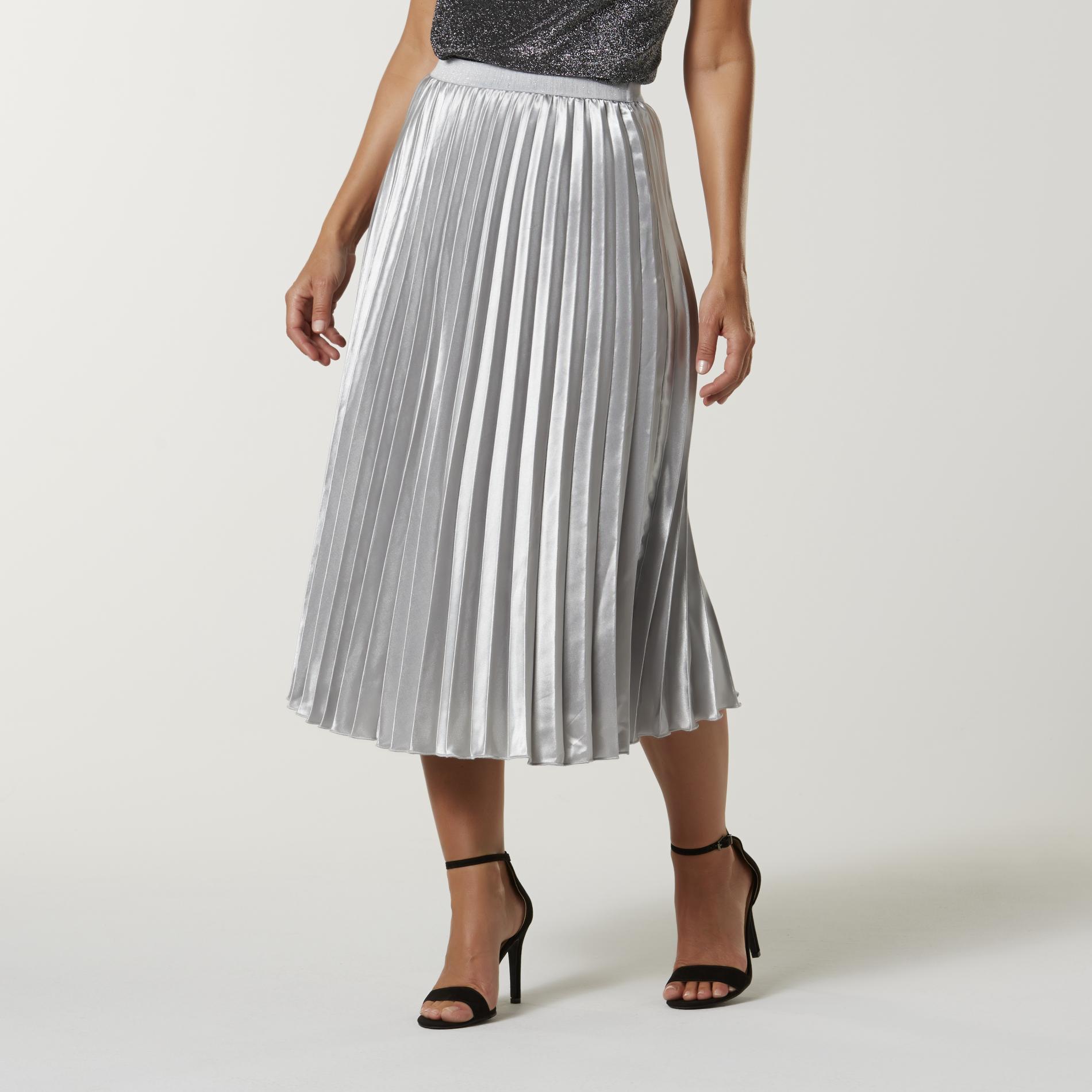 Faux Leather Pleated Maxi Skirt in Black - Roman Originals UK