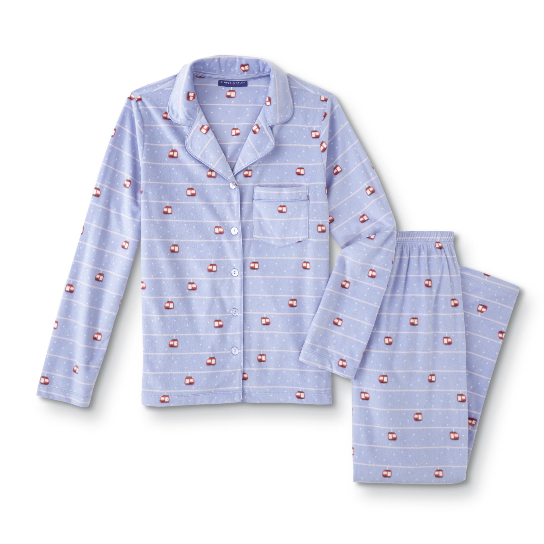 Basic Editions Women's Pajama Shirt & Pants - Ski Gondolas, Size: Small, Pale Purple Basic Editions Women's Pajama Shirt & Pants - Ski Gondolas, Size: Small, Pale Purple