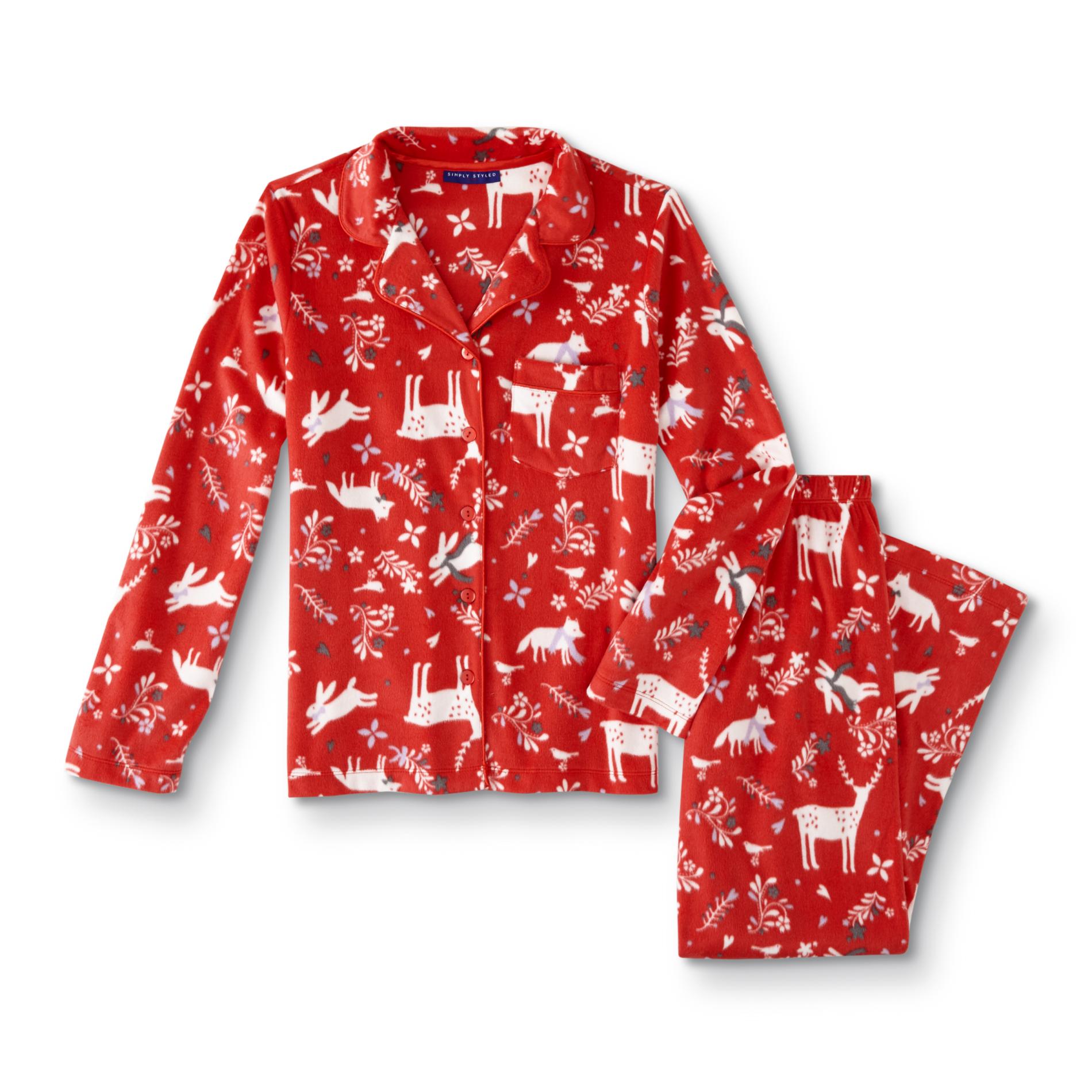 Basic Editions Women's Pajama Shirt & Pants - Animals, Size: Small, True Red Basic Editions Women's Pajama Shirt & Pants - Animals, Size: Small, True Red