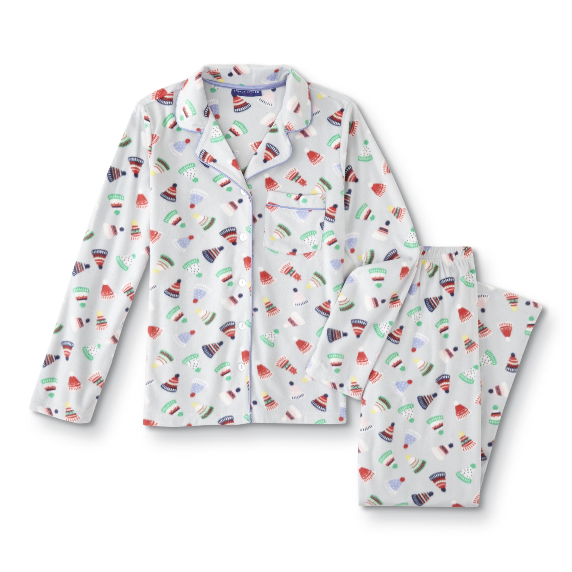 Basic Editions Women's Pajama Shirt & Pants - Ski Hats, Size: Small, Grey Dawn Basic Editions Women's Pajama Shirt & Pants - Ski Hats, Size: Small, Grey Dawn