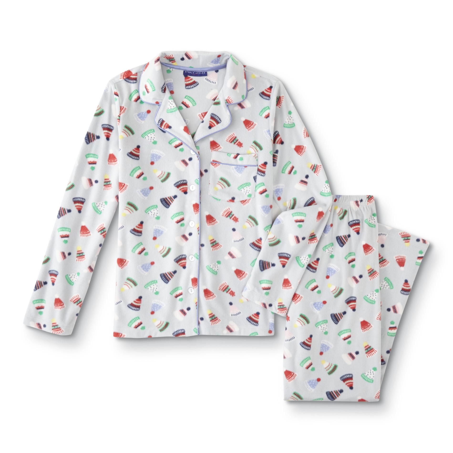 Basic Editions Women's Pajama Shirt & Pants - Ski Hats