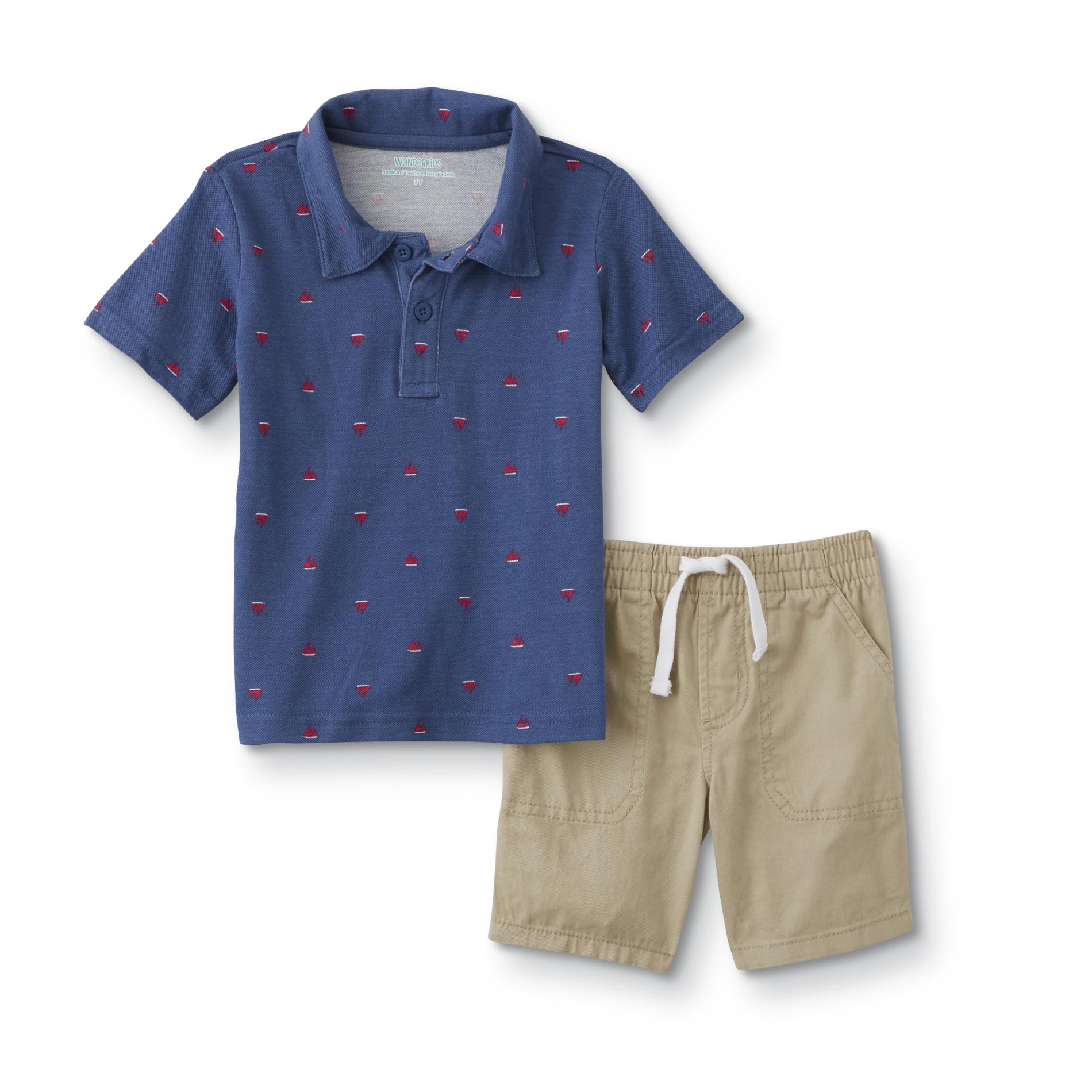 WonderKids Infant & Toddler Boys' Polo Shirt & Shorts Sailboat Shop