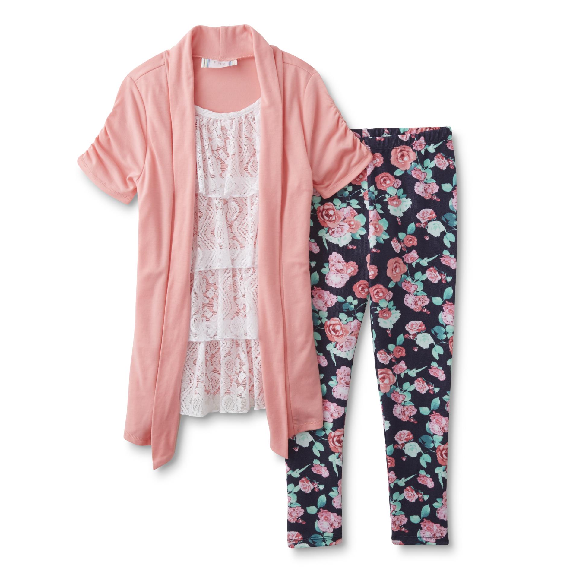 Piper Girl's Layered-Look Tunic & Leggings - Floral