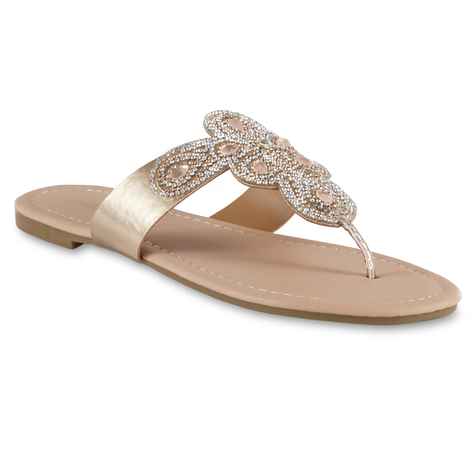 Olivia Miller Women's Sparkle Thong Sandal - Rose Gold