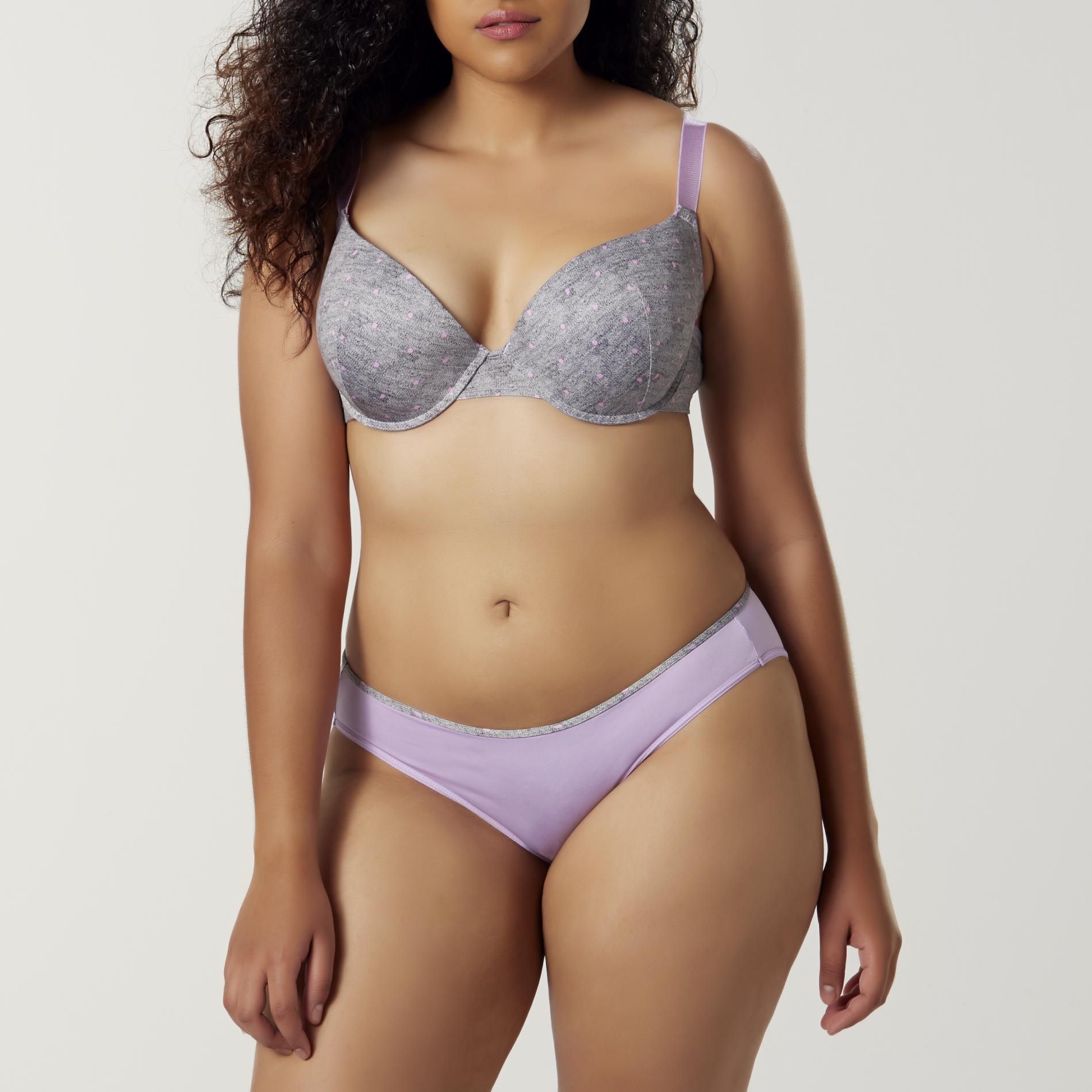 Women's Plus Push-Up Bra & Bikini Panties - Dots, Size: 40 C, Lavendula Women's Plus Push-Up Bra & Bikini Panties - Dots, Size: 40 C, Lavendula