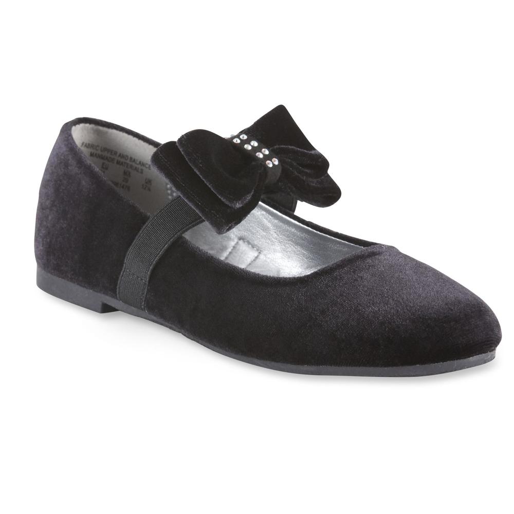 Simply Styled Girls' Victoria Velour Ballet Flat - Black