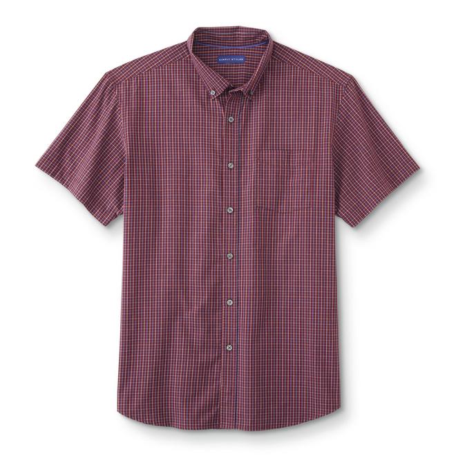 Simply Styled Men's ShortSleeve ButtonCollar Shirt Plaid