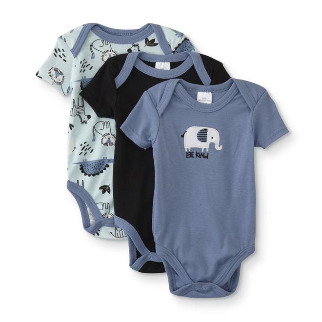 Cudlie Infant Boys' 3-Pack Short-Sleeve Bodysuits - Elephant