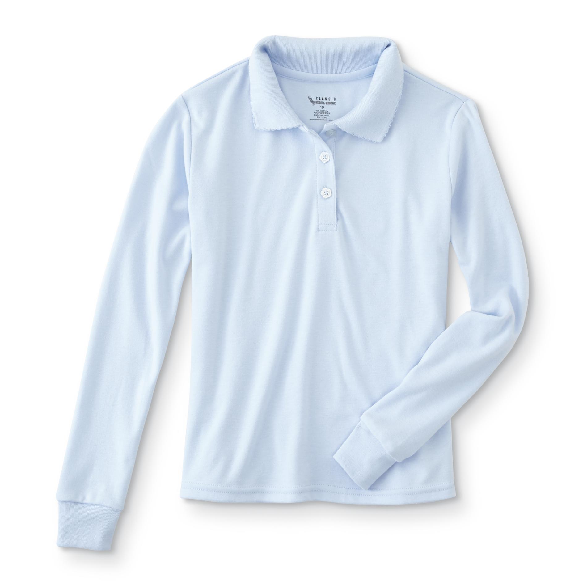 Basic Editions Girls' Long-Sleeve Polo Shirt