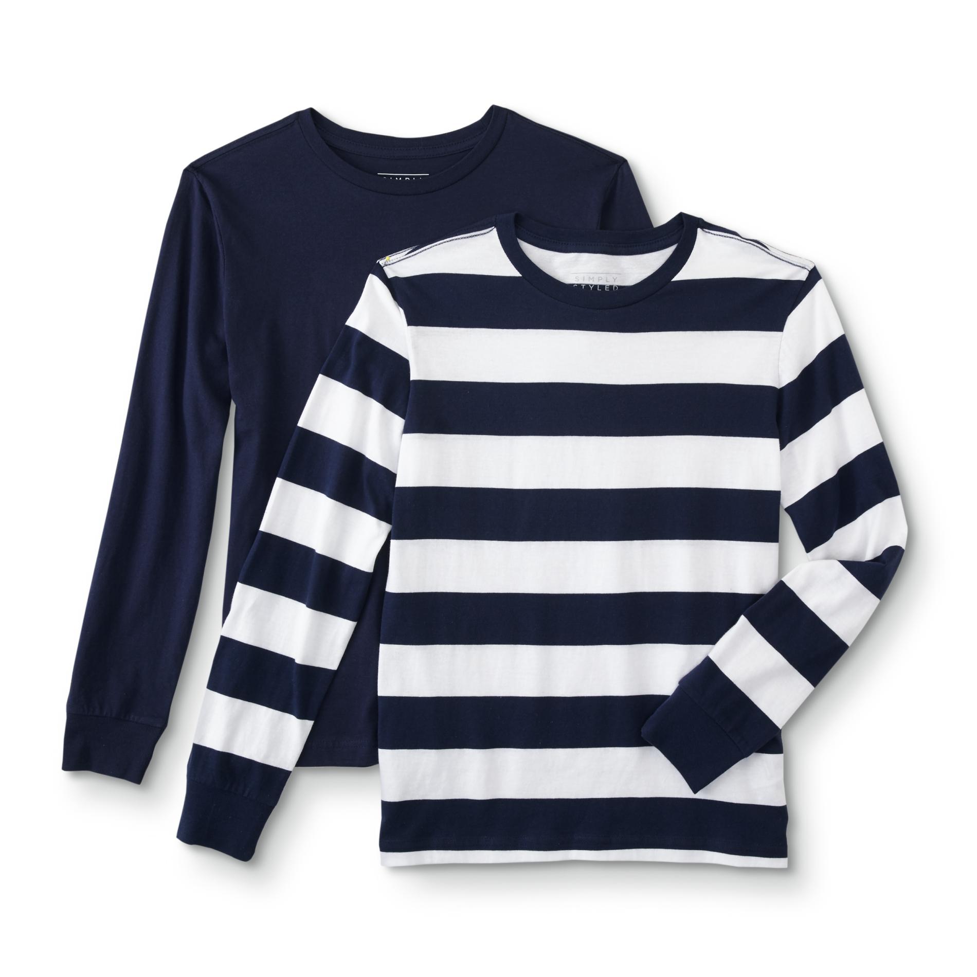 Simply Styled Boys' 2-Pack Long-Sleeve T-Shirts - Striped