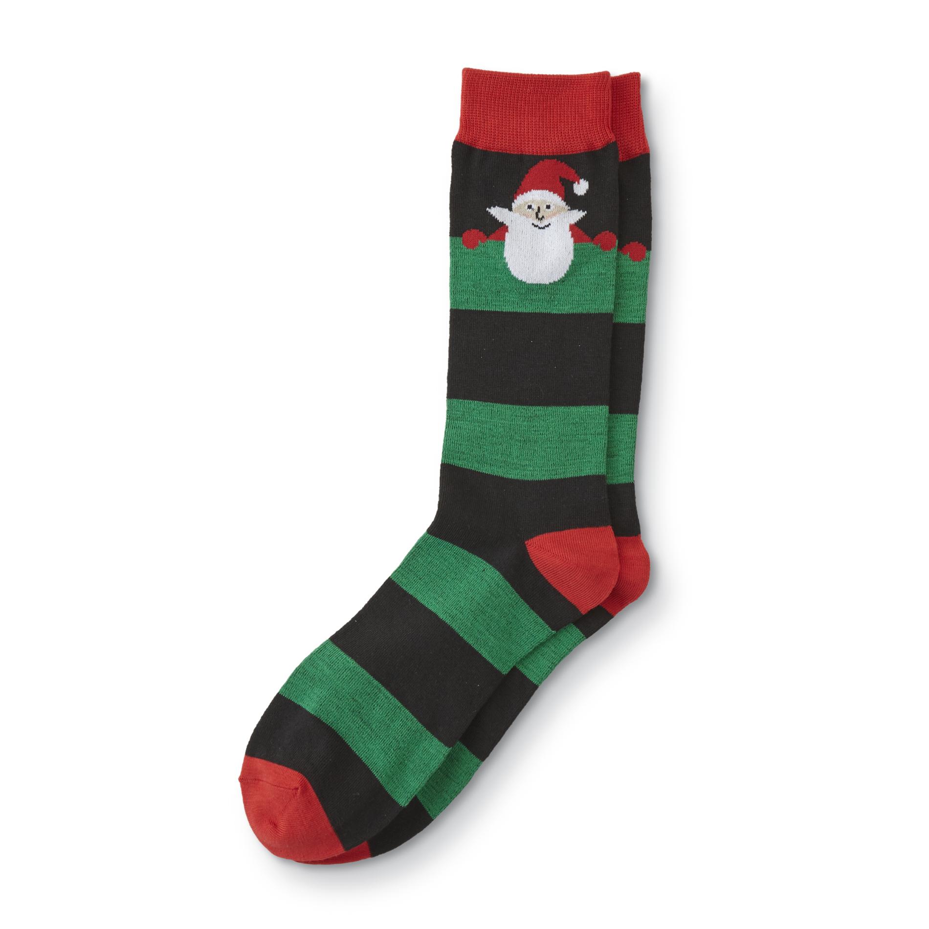 Joe Boxer Men's Christmas Crew Socks - Santa Claus/Striped