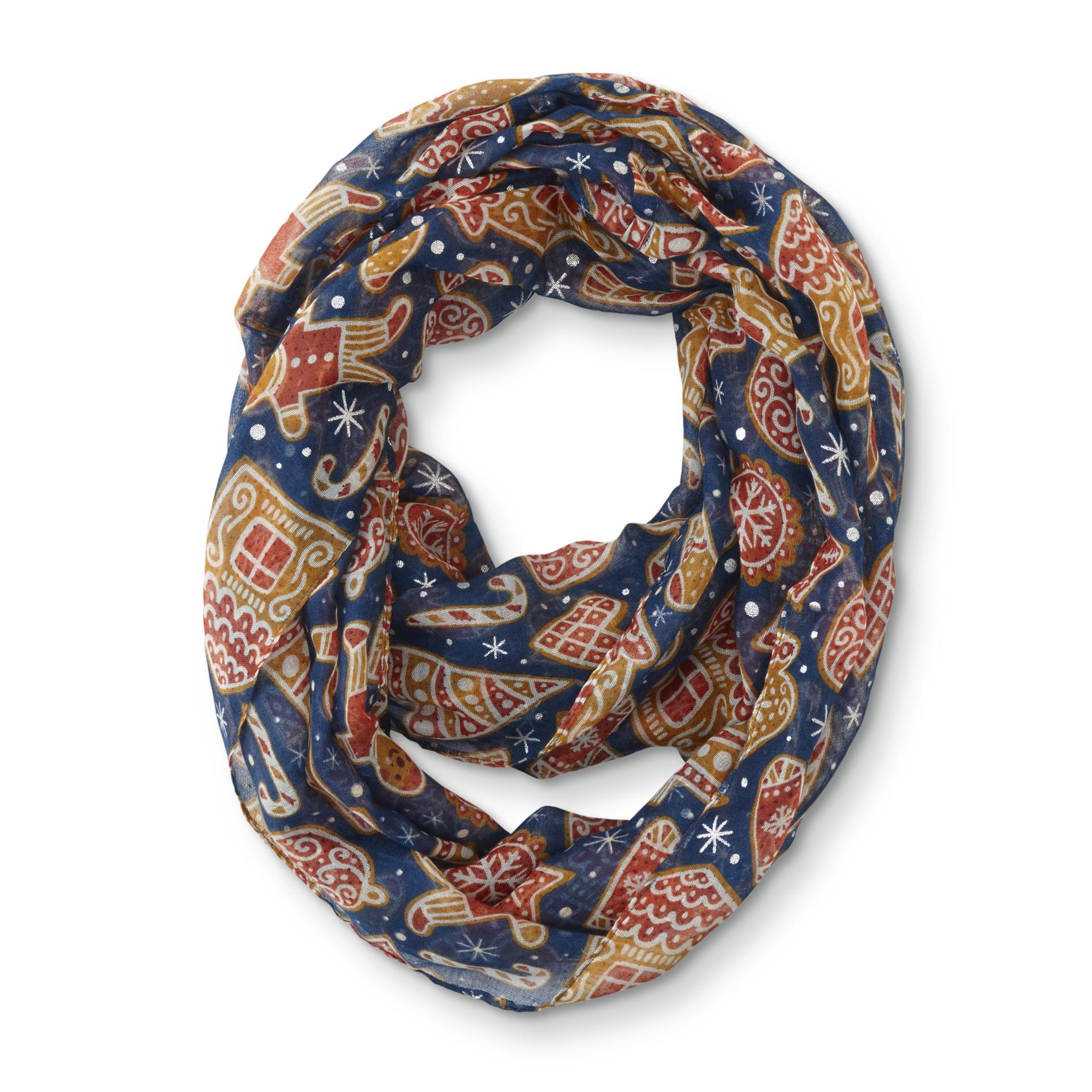 Women's Christmas Infinity Scarf - Gingerbread