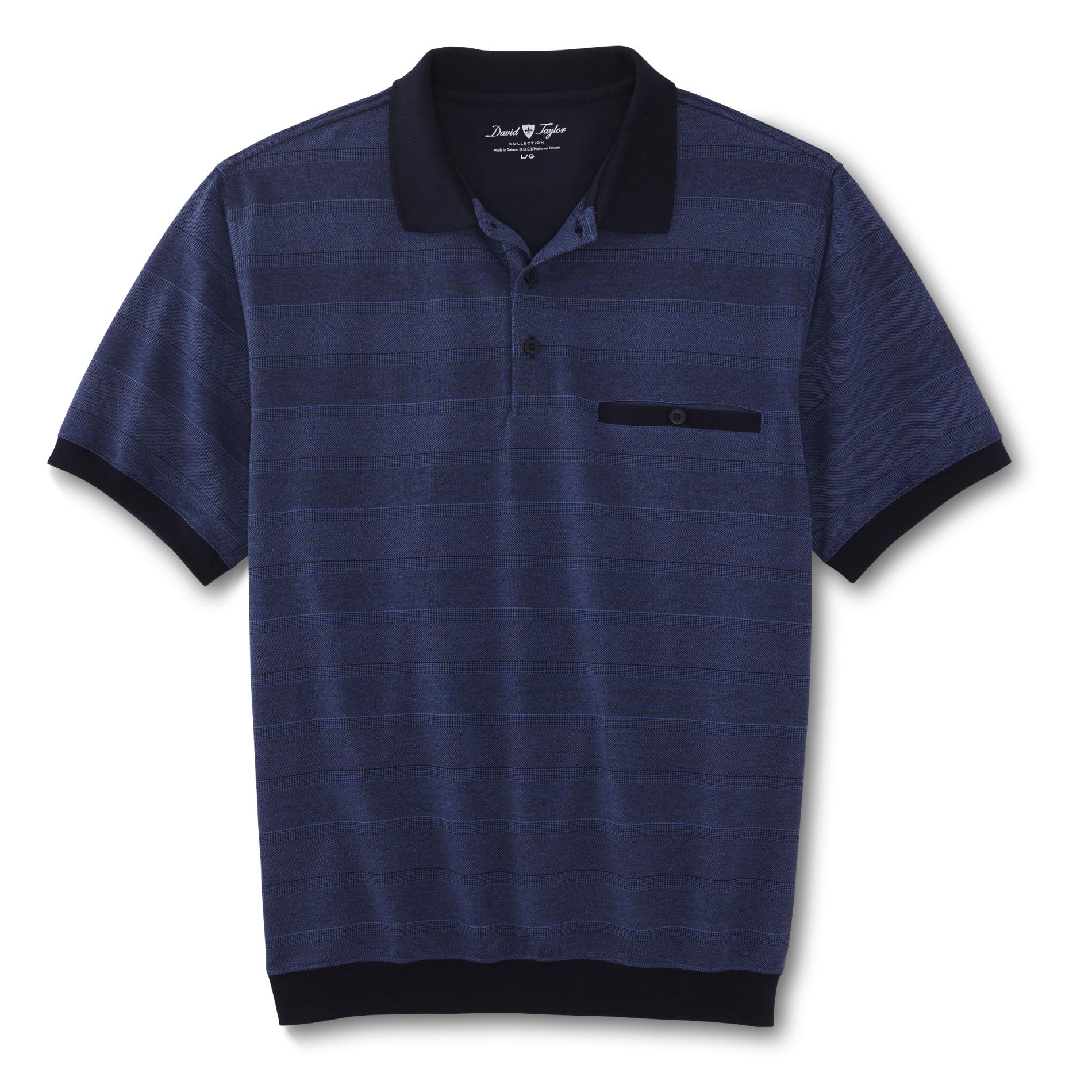 David Taylor Collection Men's Banded Bottom Polo Shirt - Striped