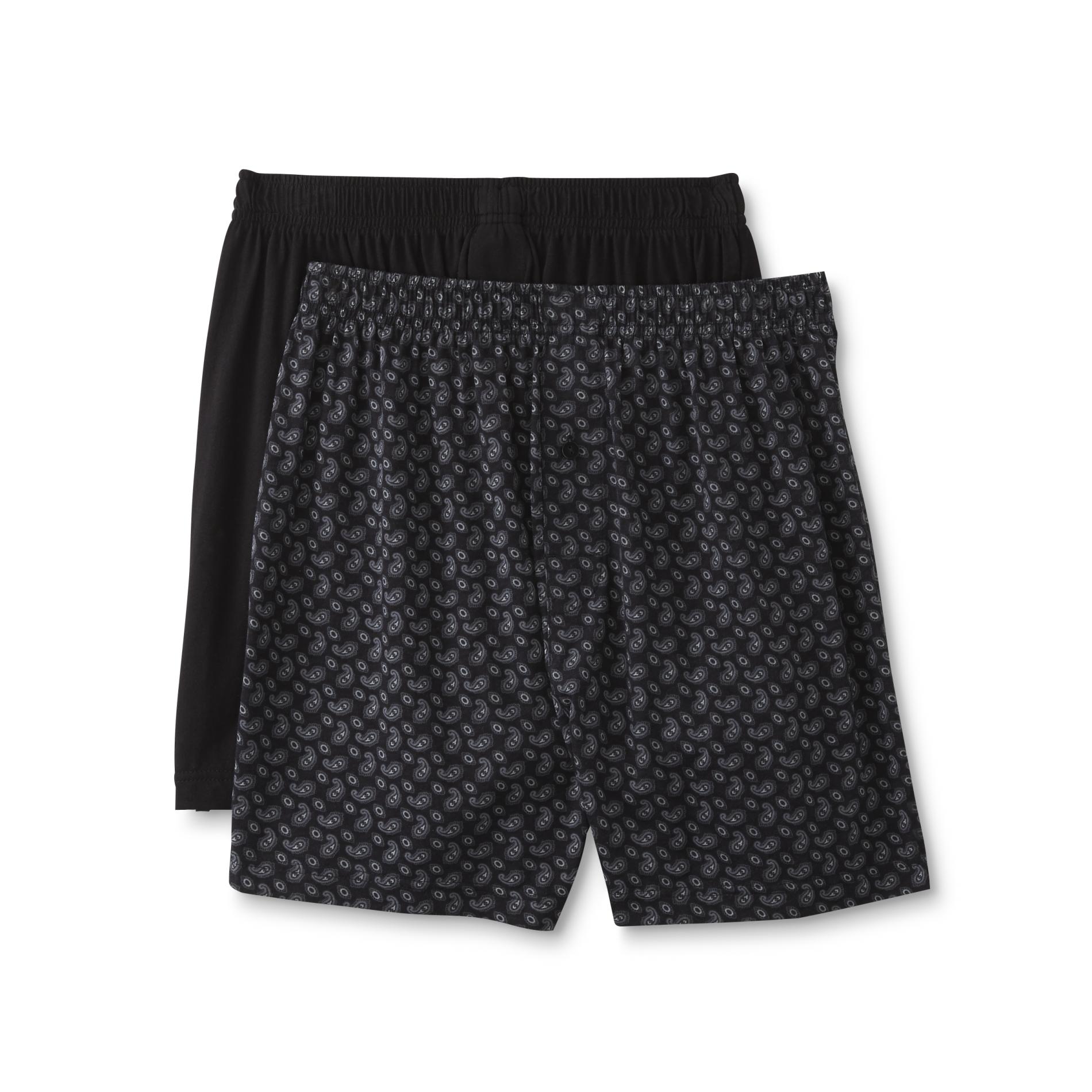 Joe Boxer Men's 2-Pairs Knit Boxer Shorts - Grid & Solid
