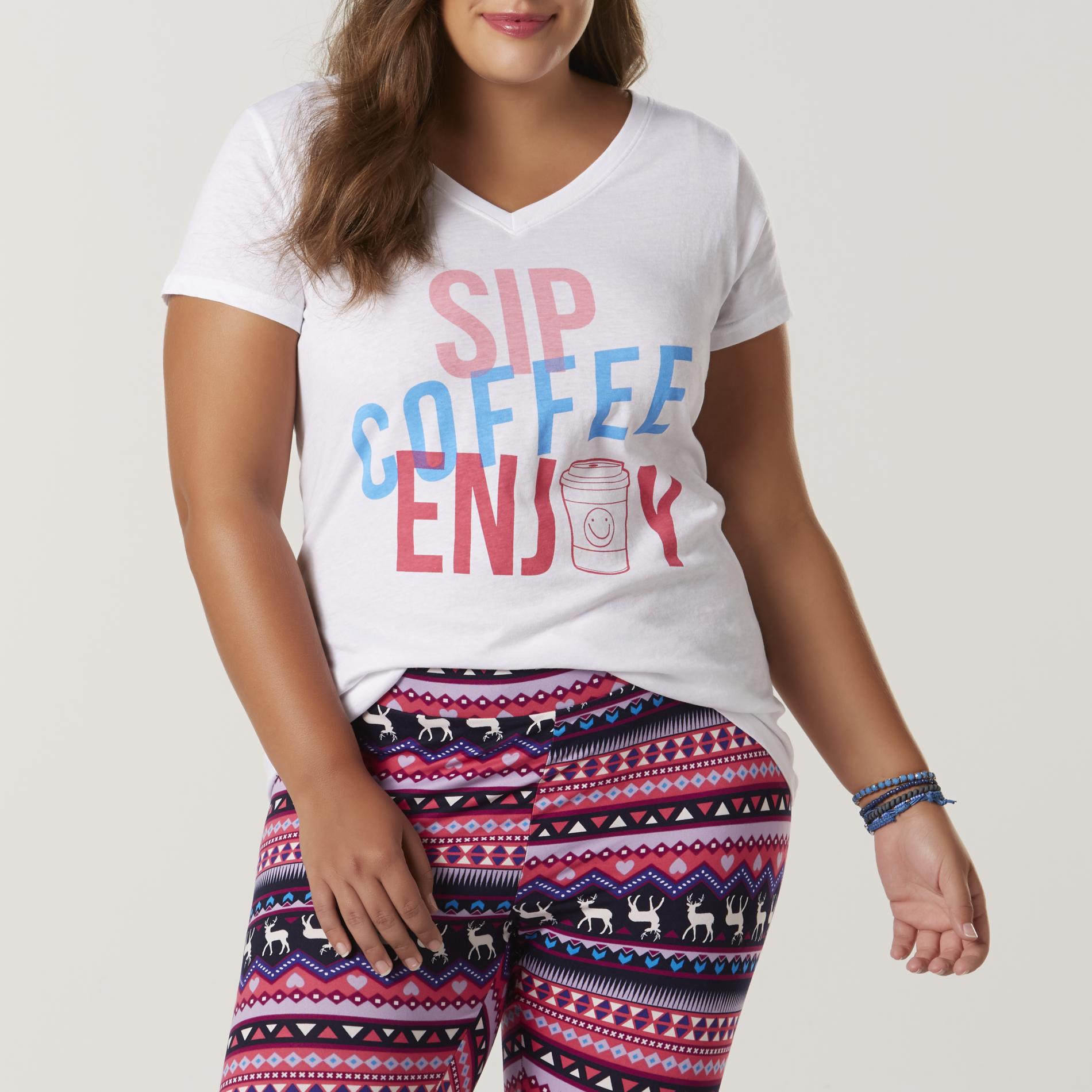 Joe Boxer Juniors' Plus Graphic T-Shirt -  Sip, Coffee, Enjoy