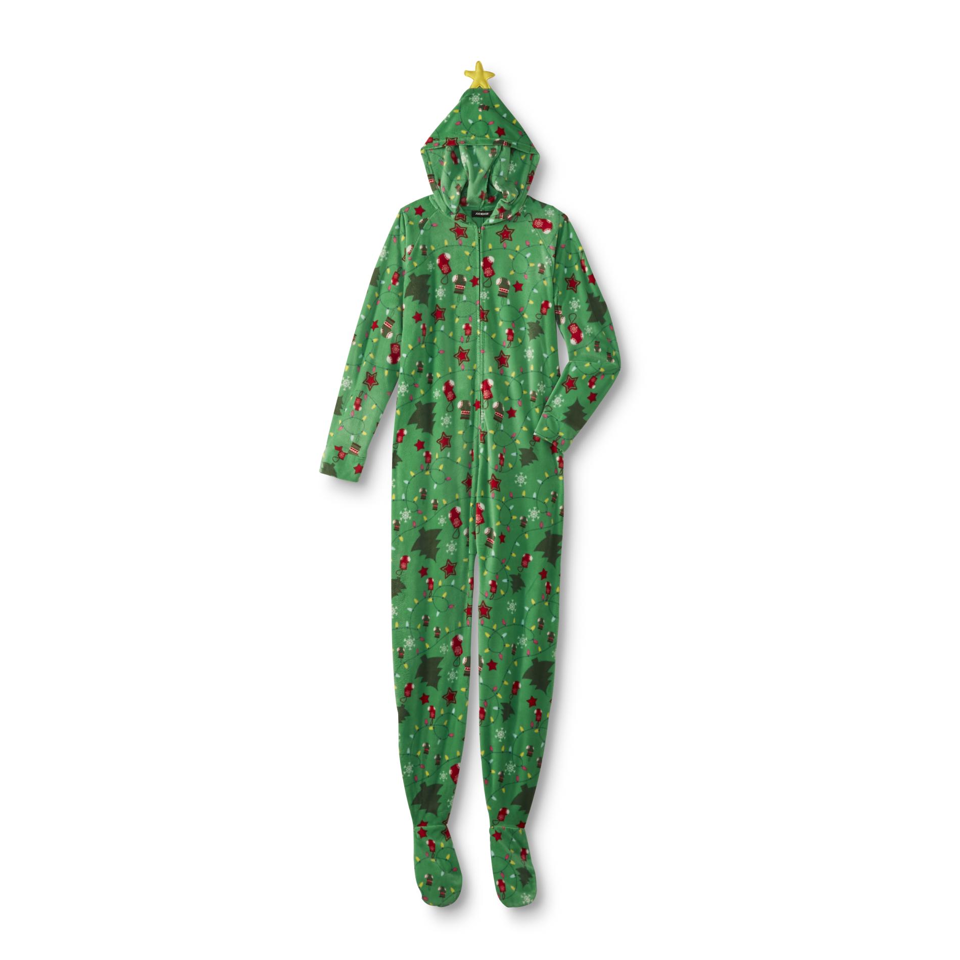 Joe Boxer Junior's Footed Pajamas - Christmas Print