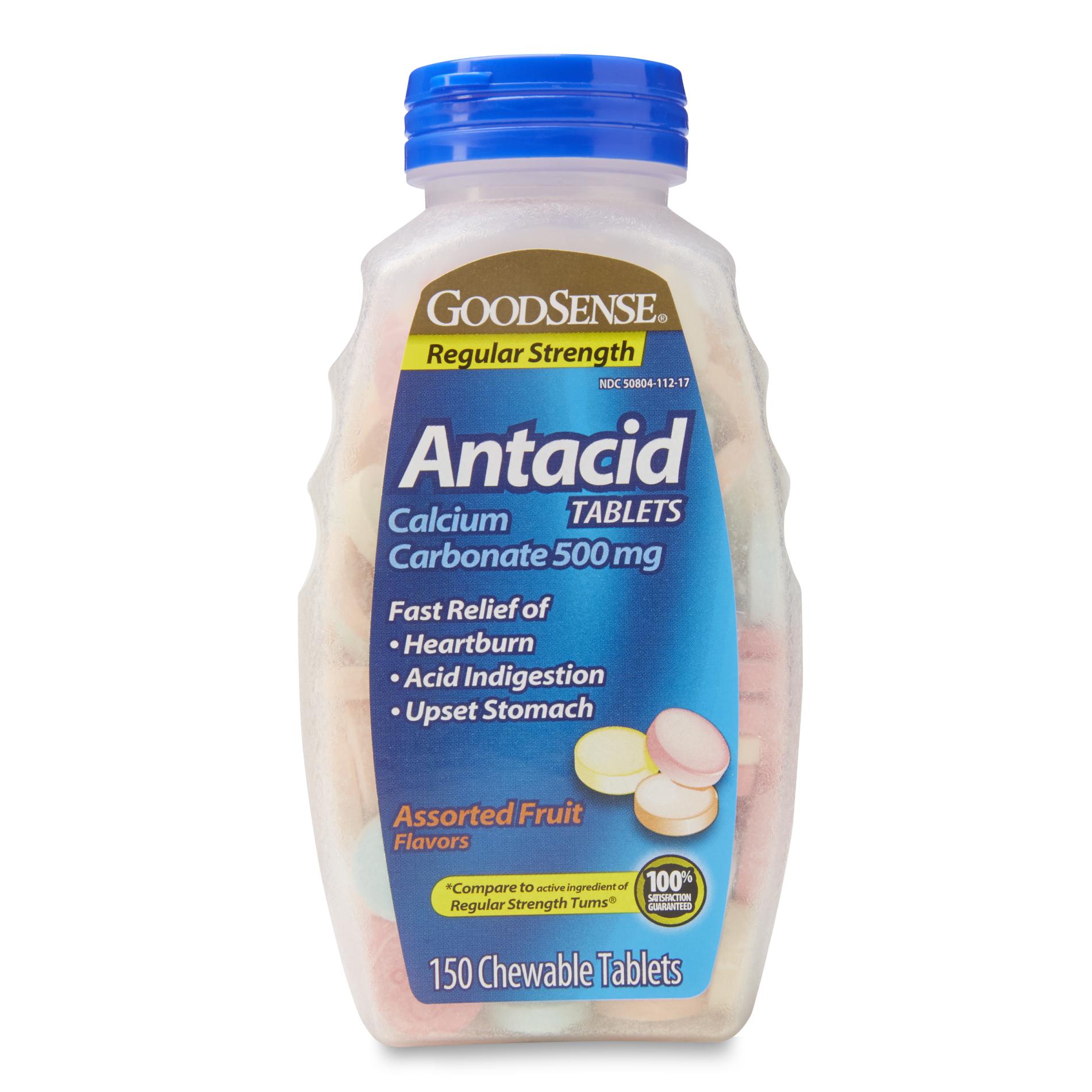 GoodSense Regular Strength Assorted Fruit Chewable Antacid - 150 Tablets GoodSense Regular Strength Assorted Fruit Chewable Antacid - 150 Tablets