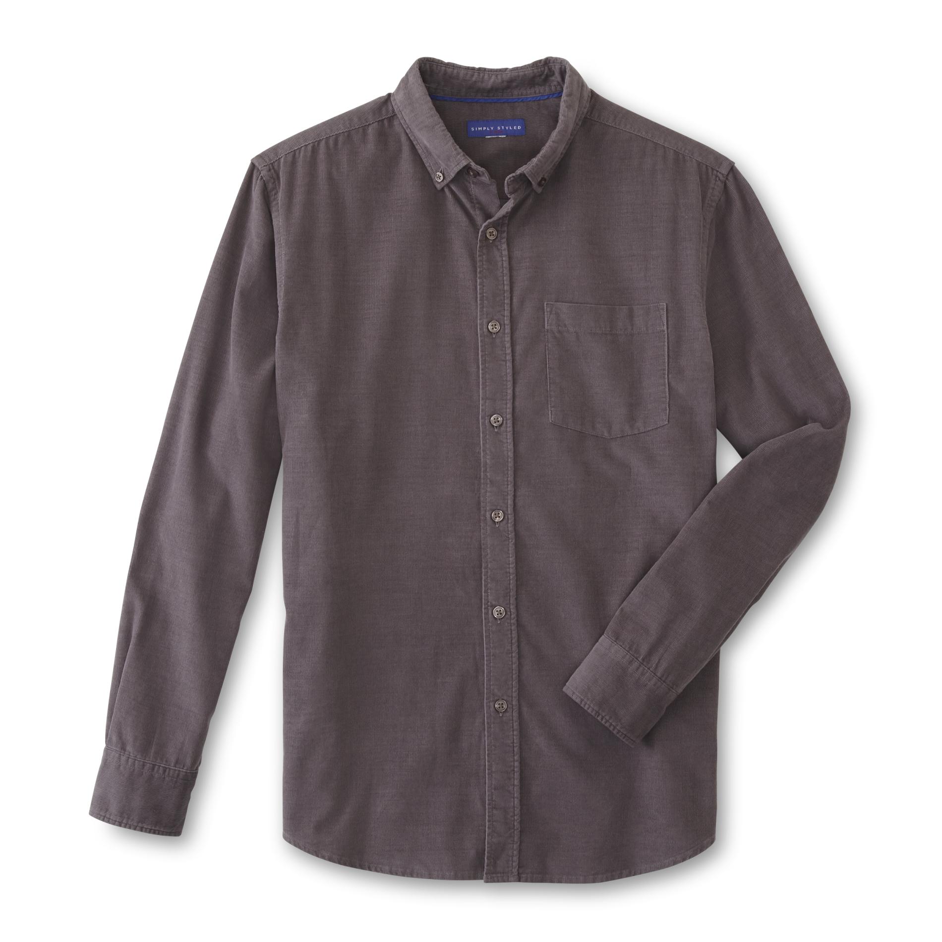 Simply Styled Men's Corduroy Button-Front Shirt