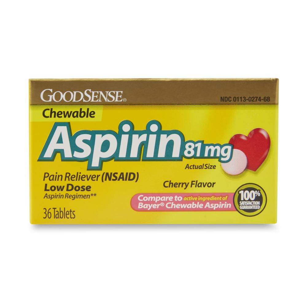 GoodSense Chewable Cherry Low Dose Aspirin - 36 Tablets