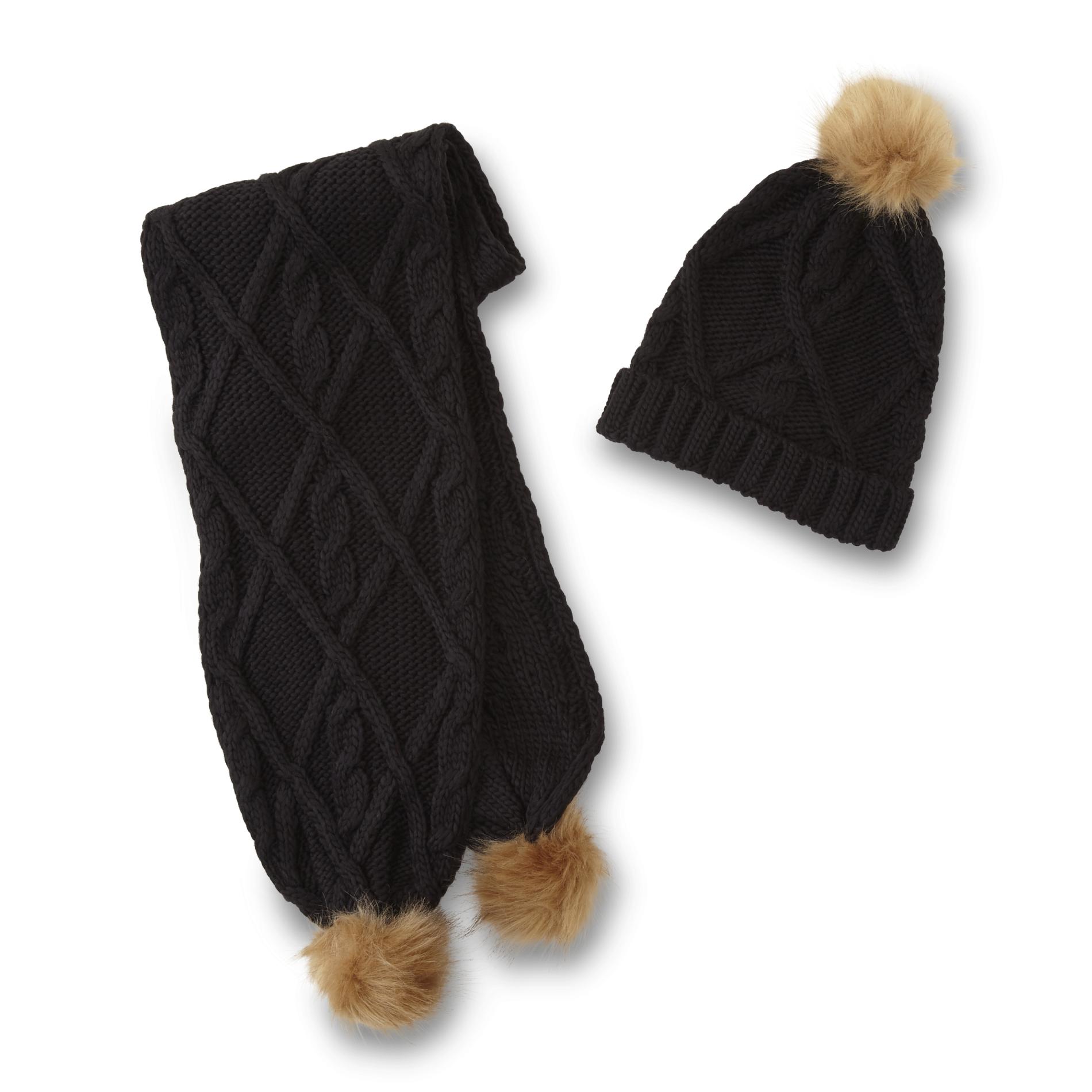 Basic Editions Girls' Hat & Scarf, Size: One size, Smokey Grey Grey/Gray Basic Editions Girls' Hat & Scarf, Size: One size, Smokey Grey Grey/Gray