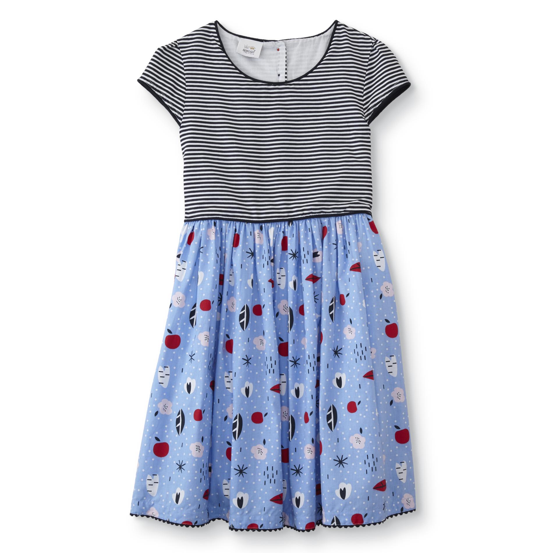 Special Editions Girls' Dress - Striped & Leaf
