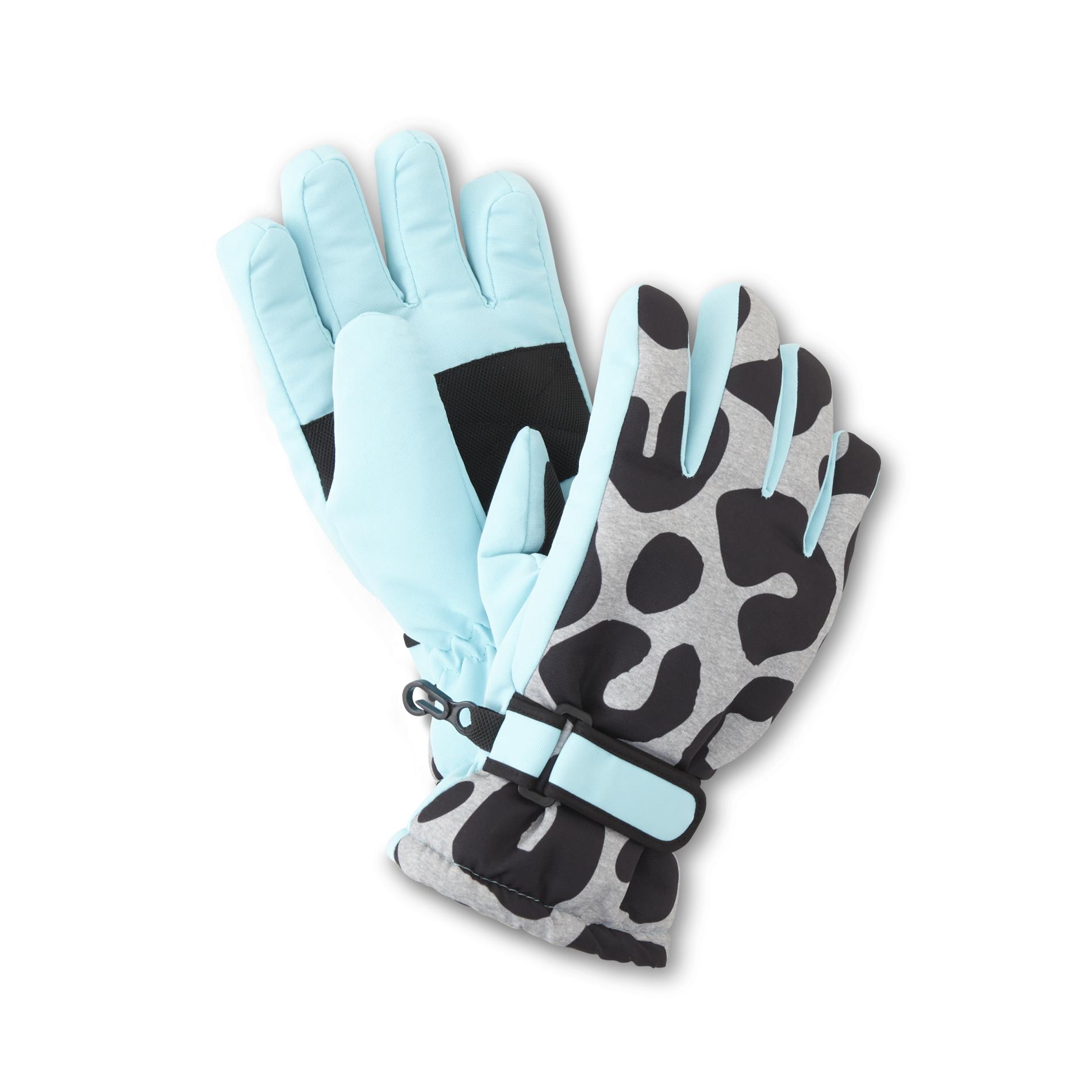 Basic Editions Girls' Ski Gloves - Camouflage, Blue Basic Editions Girls' Ski Gloves - Camouflage, Blue