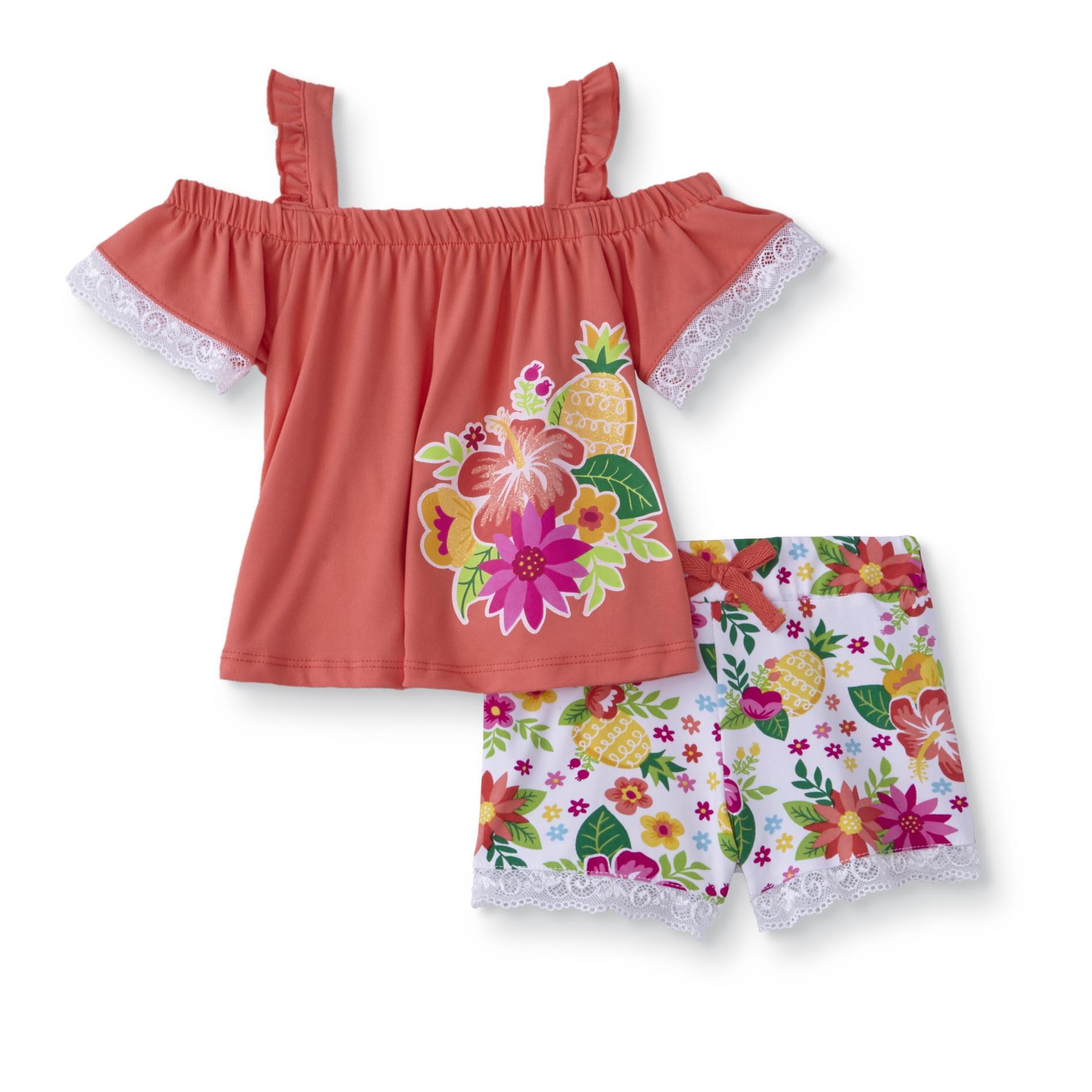 Infant Girls' Cold Shoulder Top & Shorts - Floral