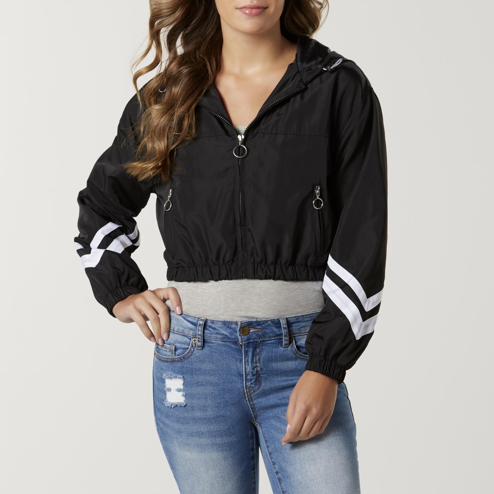 cropped windbreaker hoodie