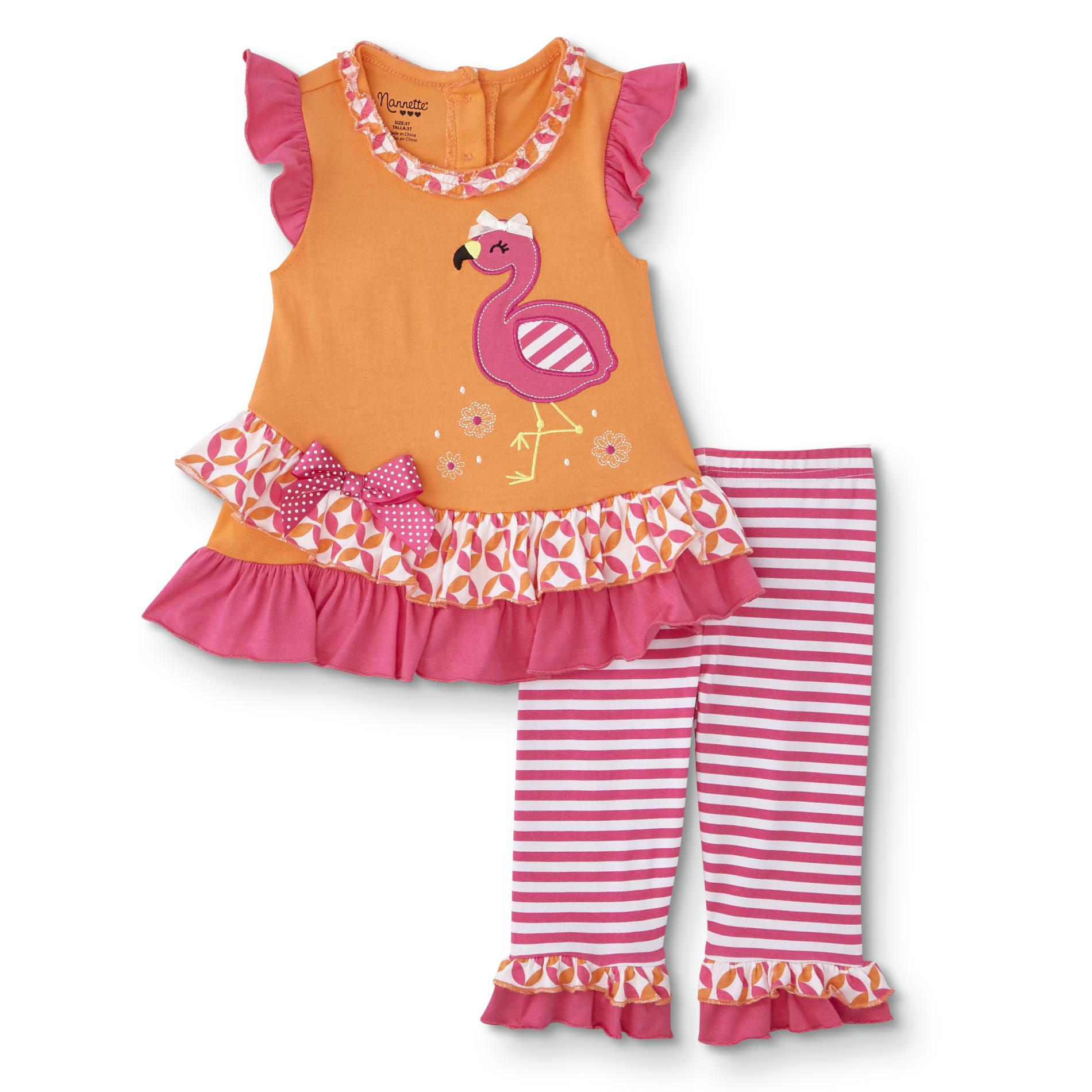 Toddler Girls' Ruffle Tunic & Leggings - Flamingo