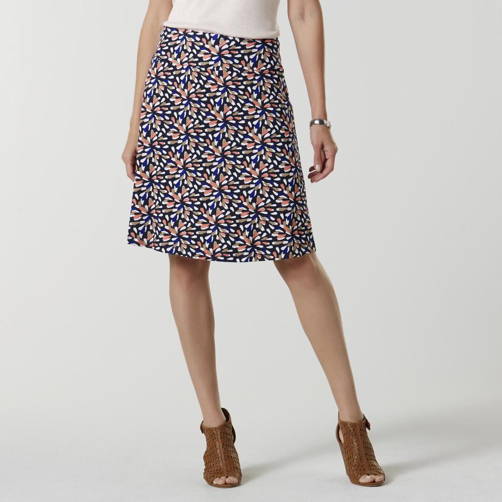 Basic Editions Women's Knit Skirt - Floral