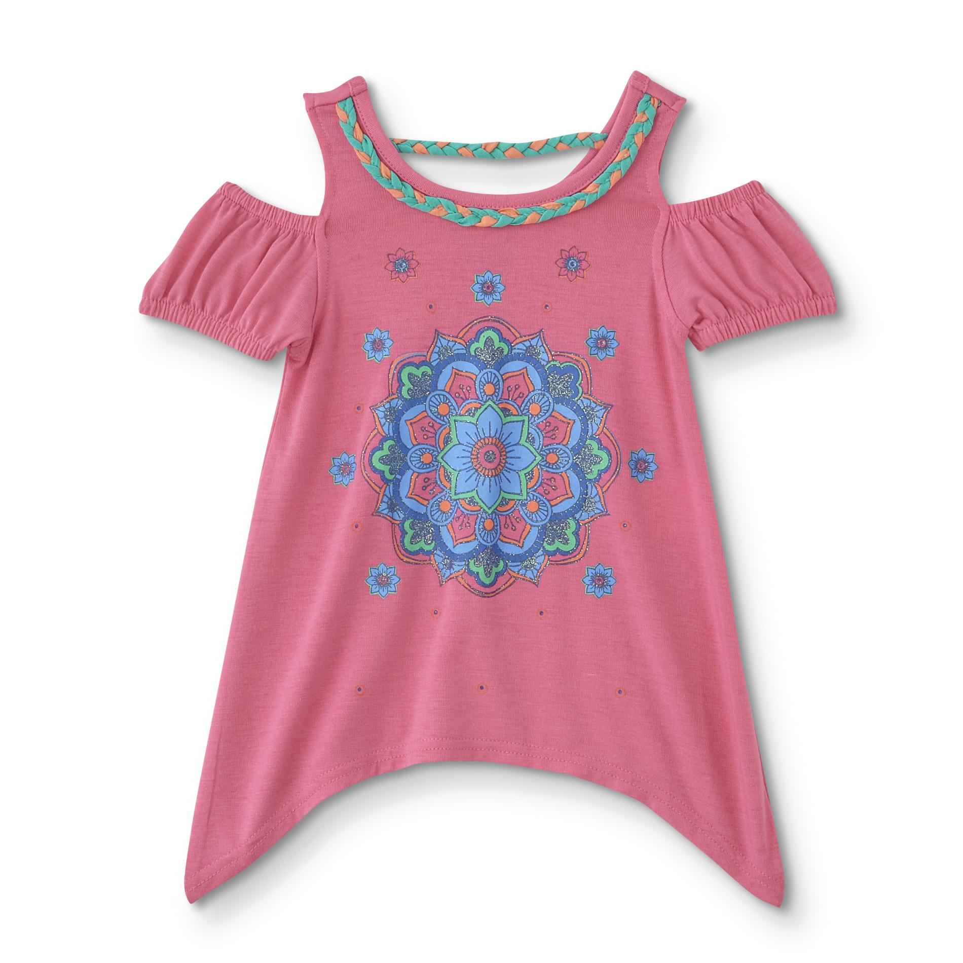 Toddler Girls' Graphic Cold Shoulder Top - Mandala
