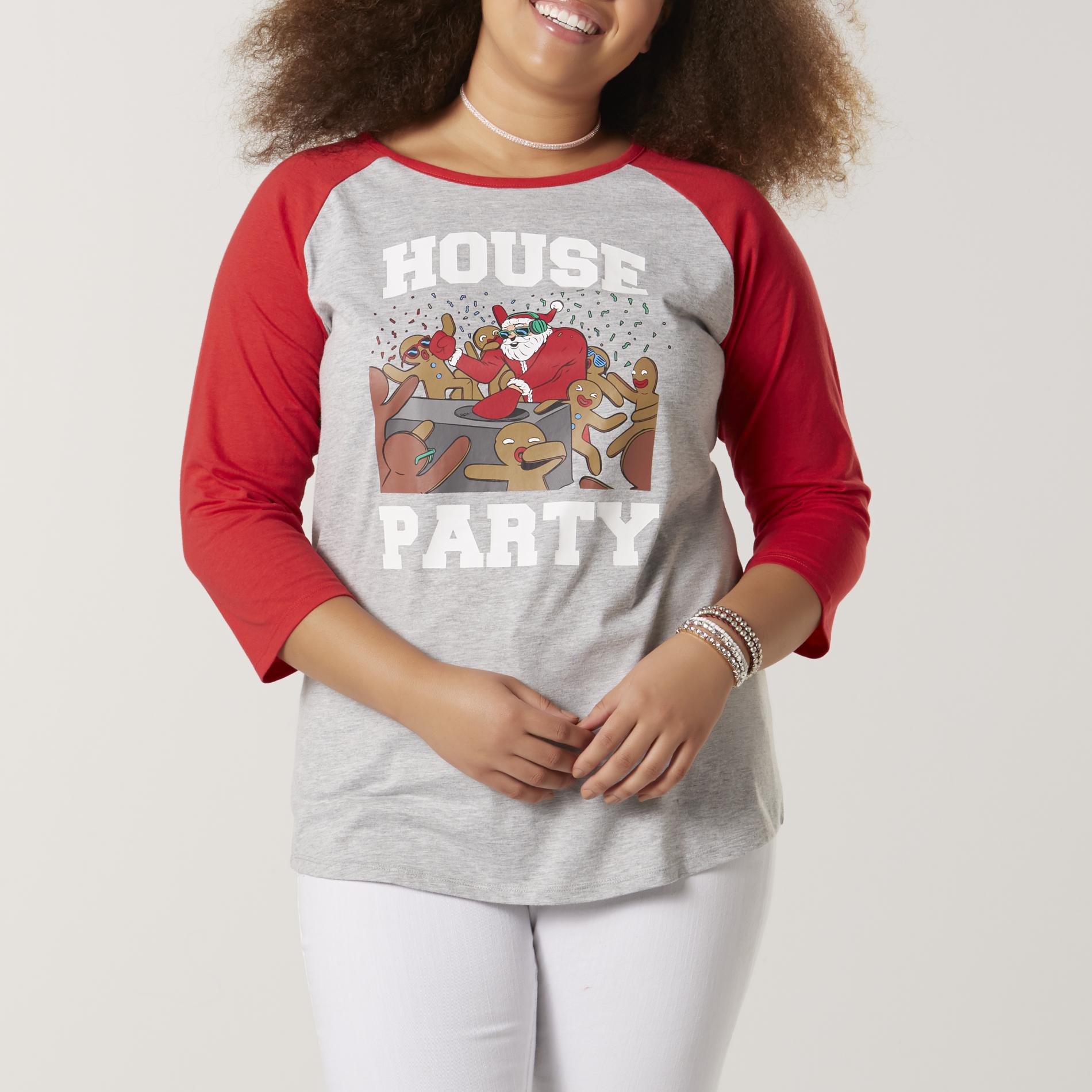 Joe Boxer Juniors' Plus Christmas T-Shirt - House Party, Size: 3XL, Grey Grey Joe Boxer Juniors' Plus Christmas T-Shirt - House Party, Size: 3XL, Grey Grey