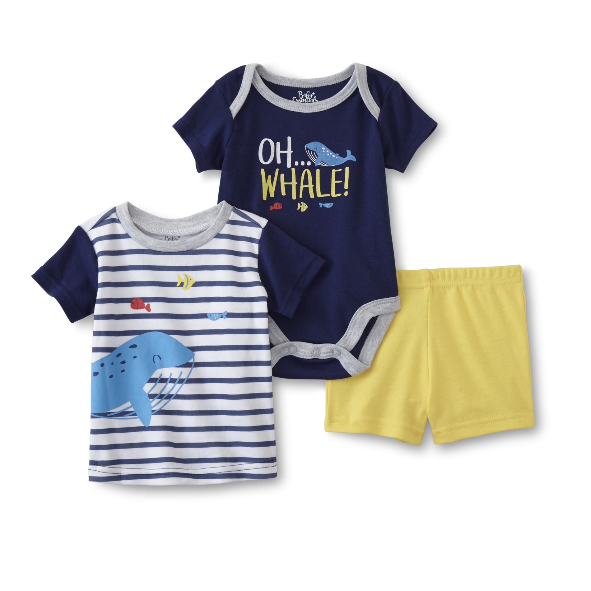 Baby Essentials Infant Boys' T-Shirt, Bodysuit & Shorts - Whale