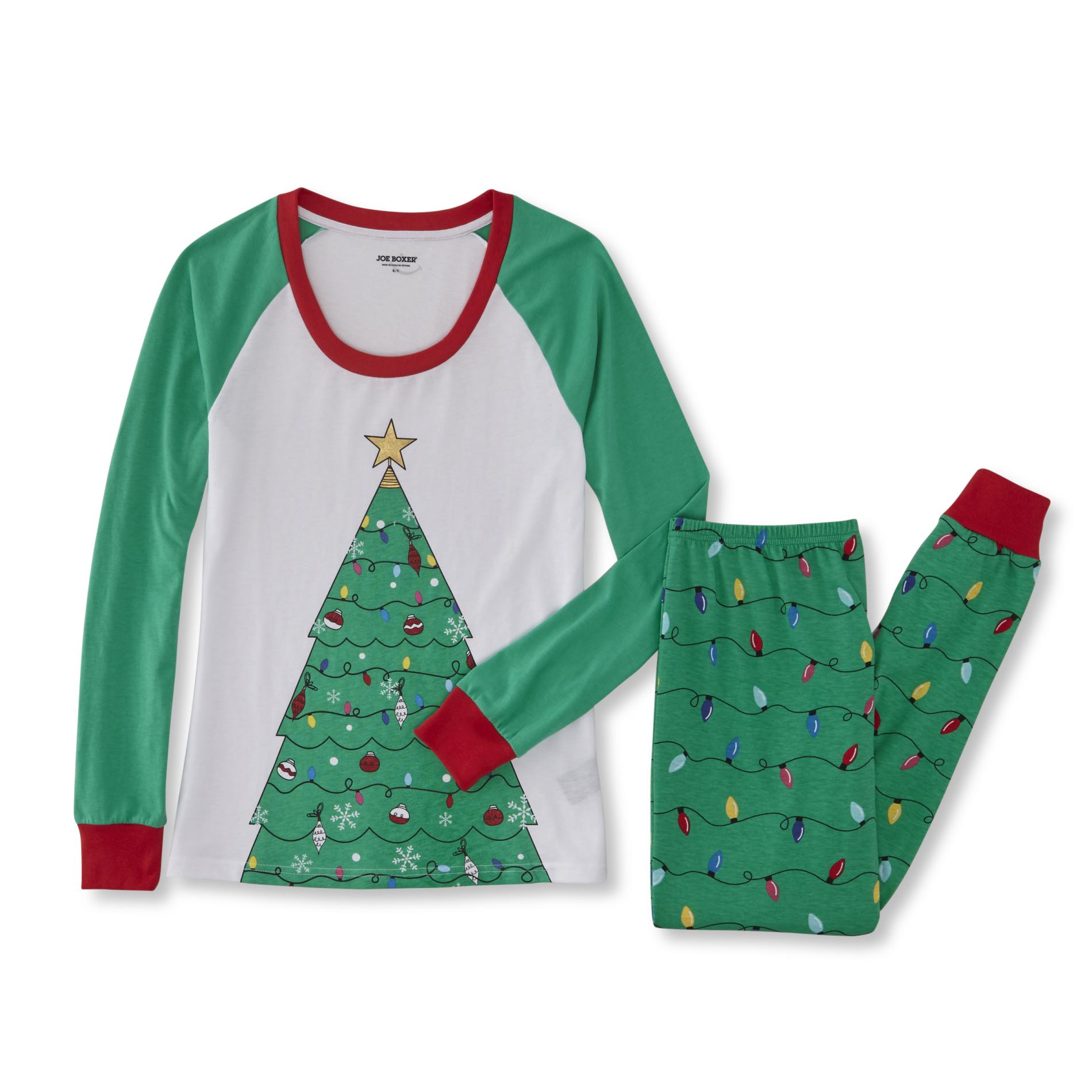 Joe Boxer Women's  Christmas Pajama Top & Pants - Lights/Tree
